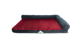 Burgundy & Black L Shape Dog Bed