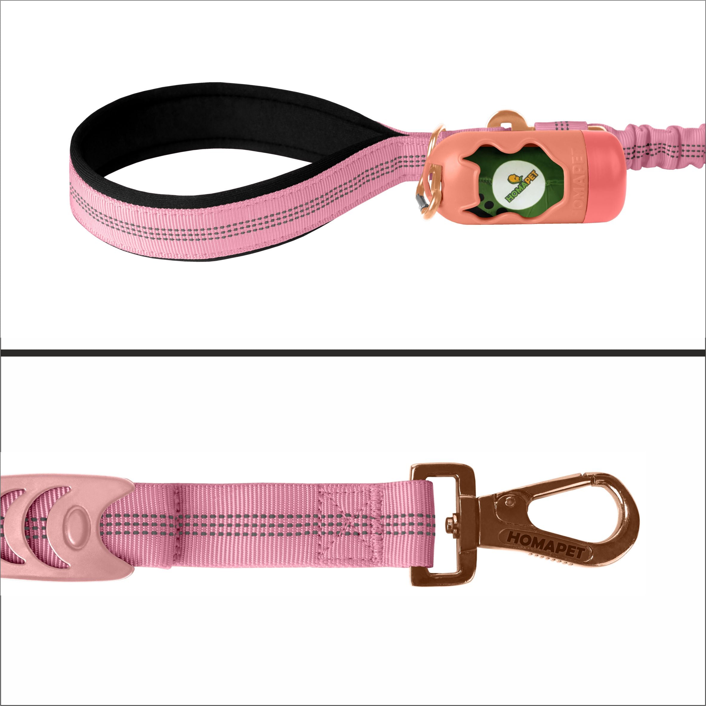 Lilac Sachet Nylon Full Bungee Dog Leash