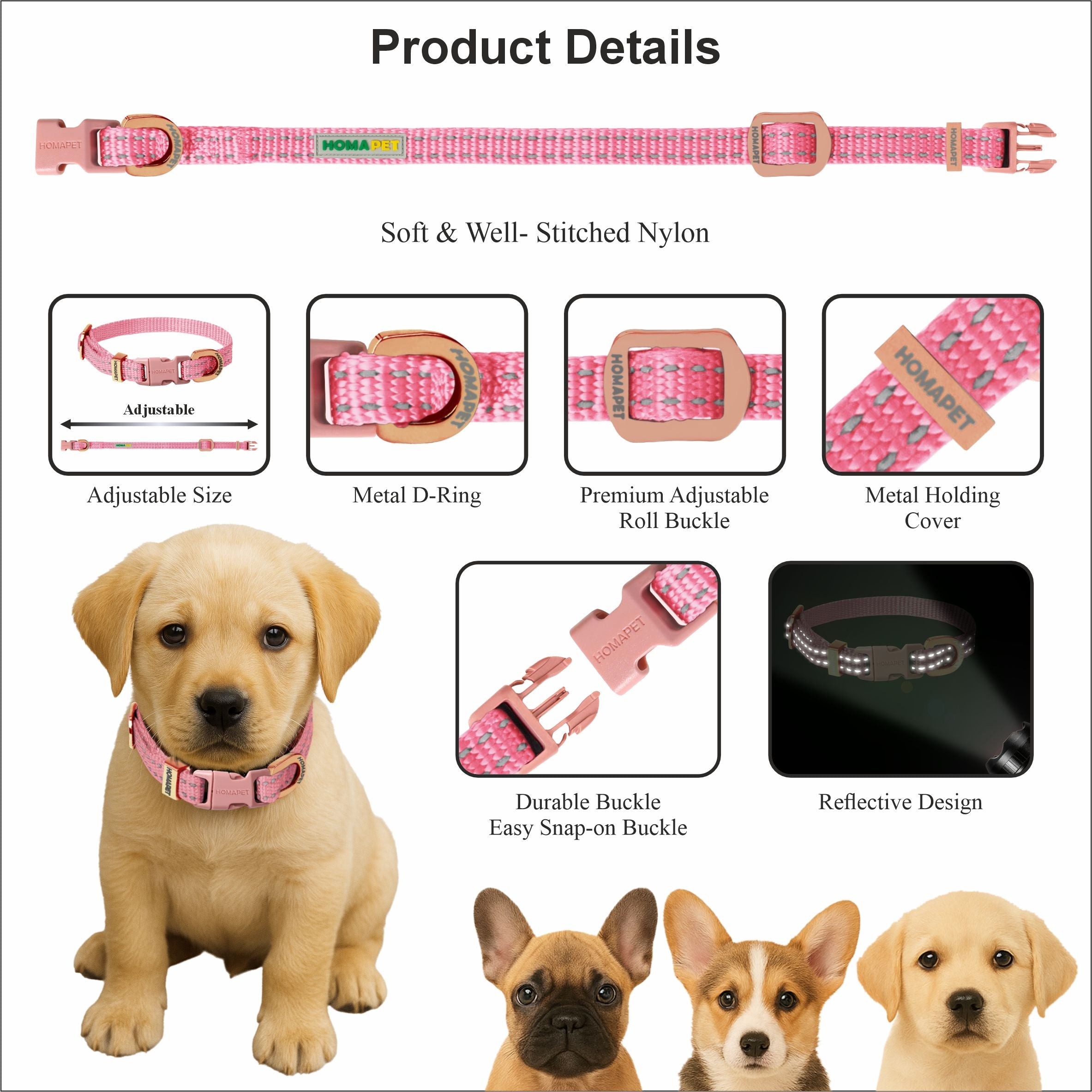 Lilac Sachet Nylon Dog Collar XS