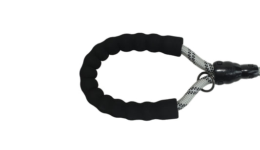 Light Grey - Black Braided Polyester Reflective Dog Rope