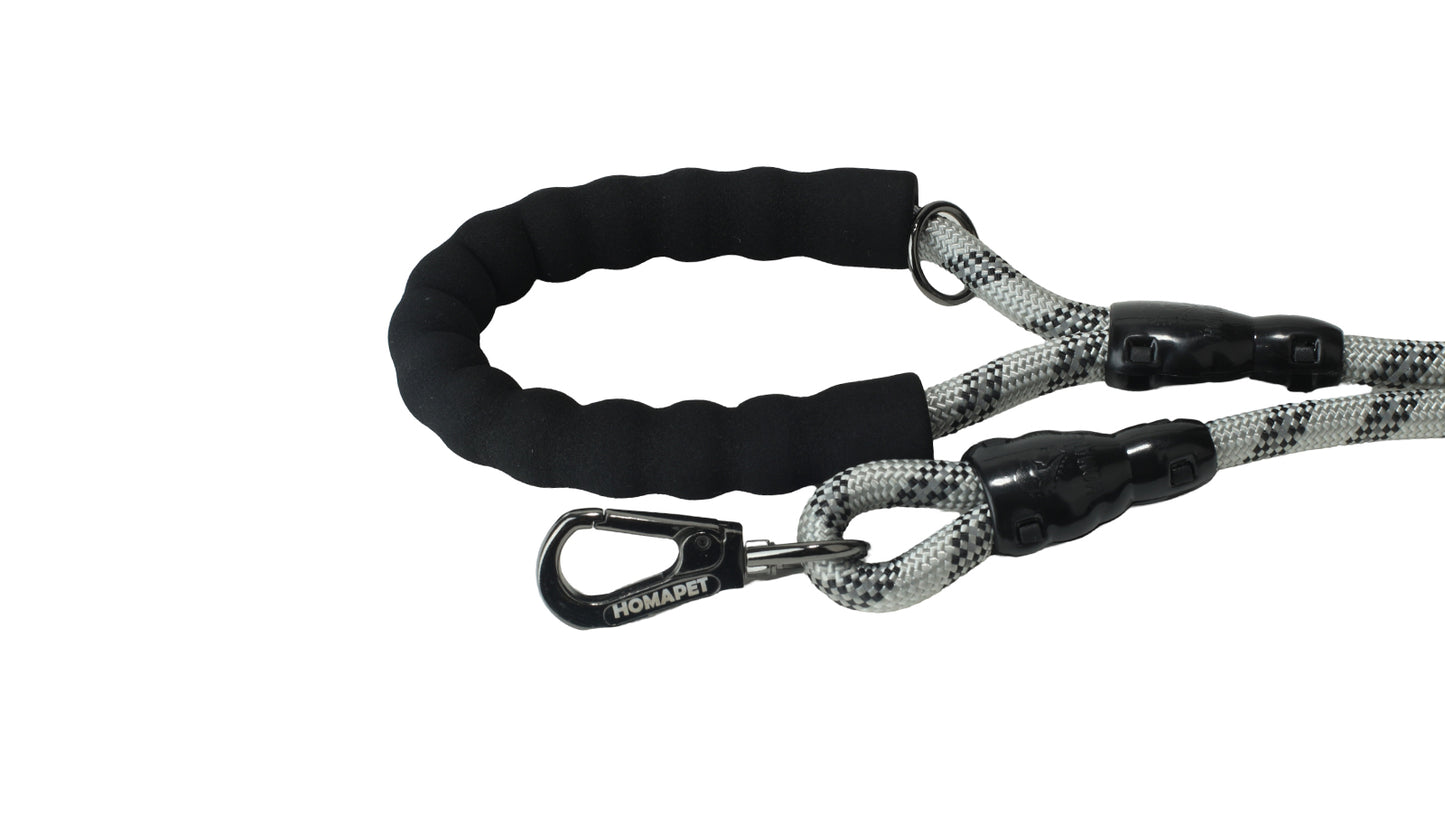 Light Grey - Black Braided Polyester Reflective Dog Rope