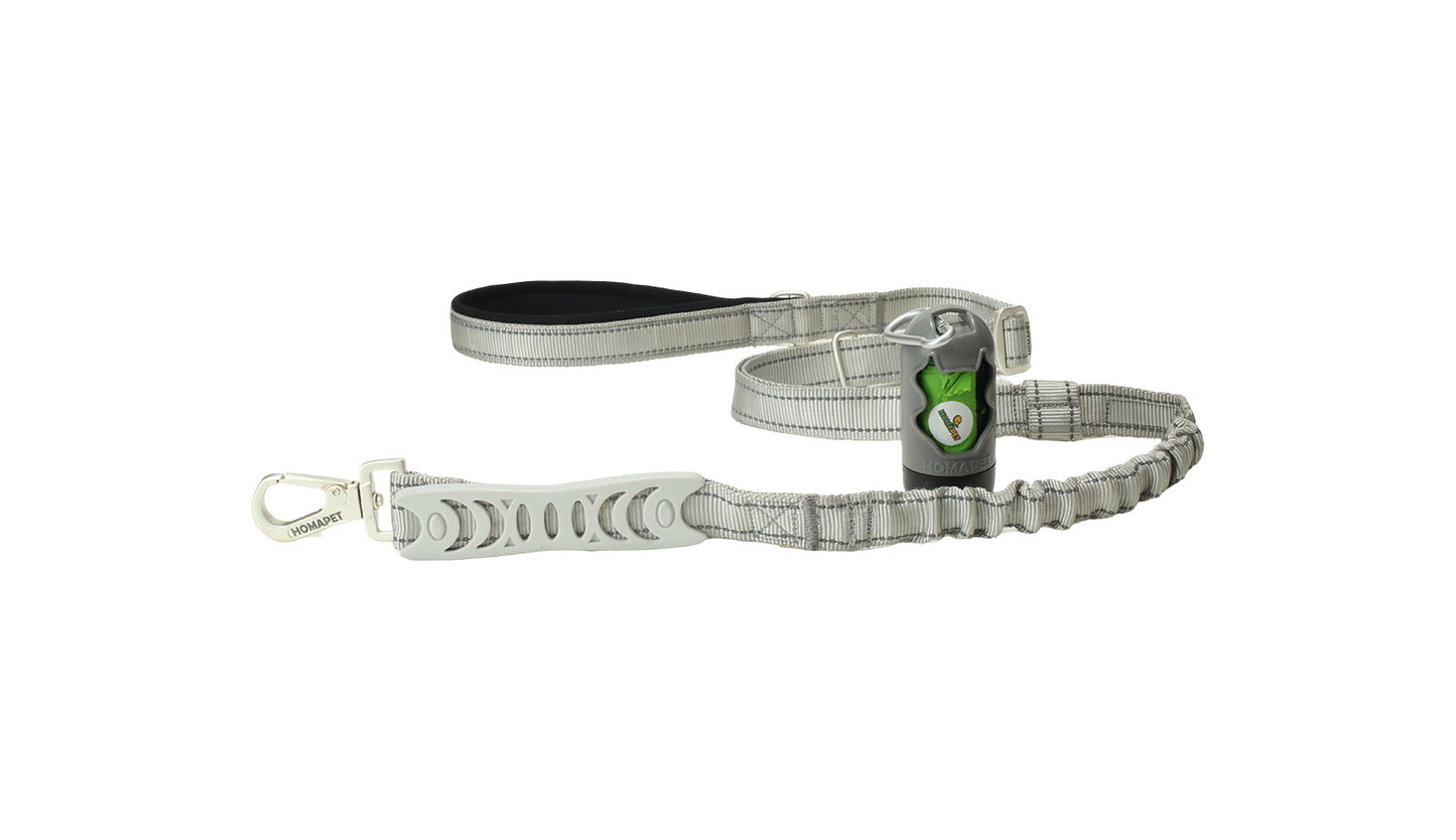 Light Grey Nylon Adjustable Bungee Dog Leash