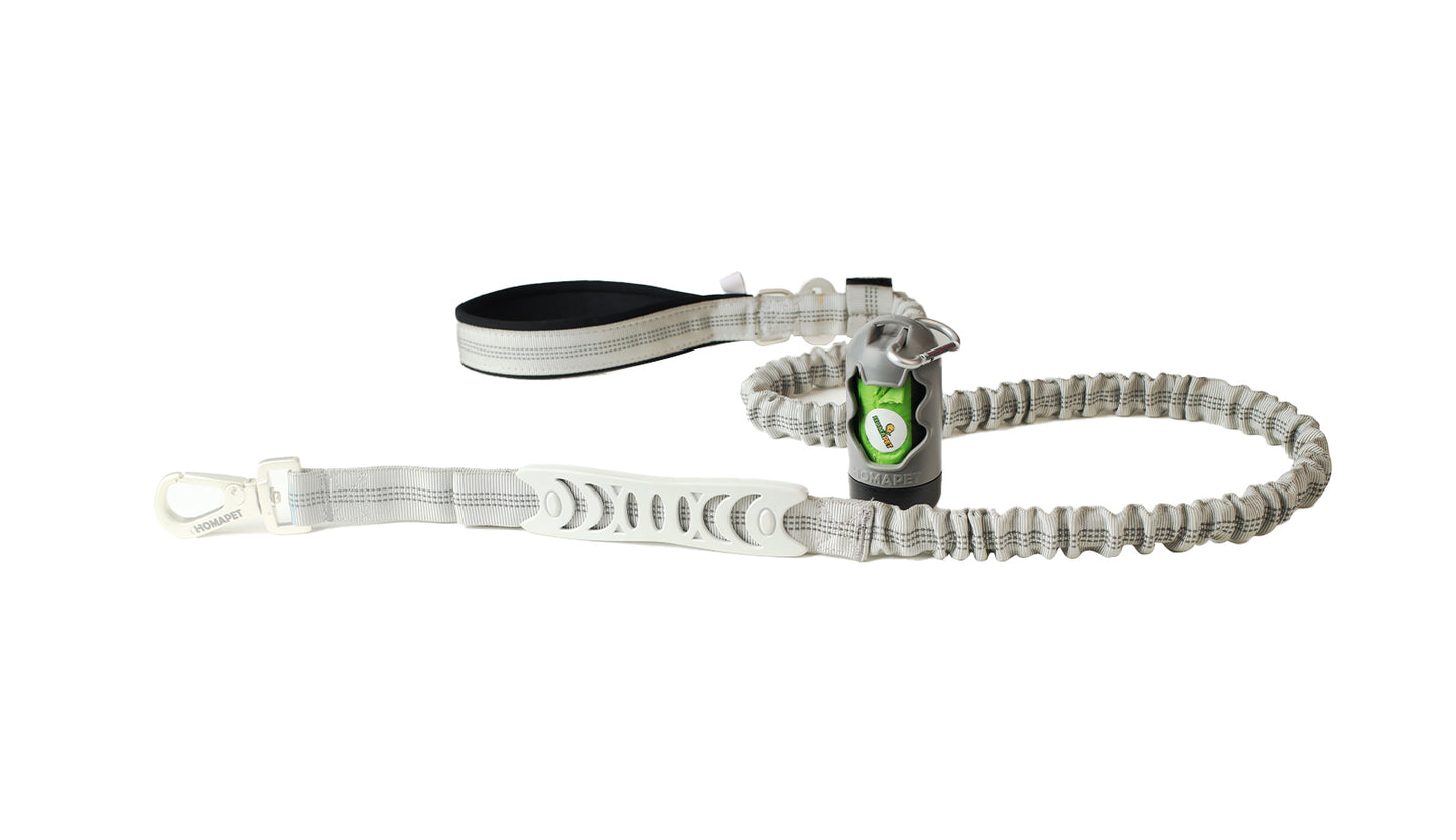 Light Grey Nylon Full Bungee Dog Leash