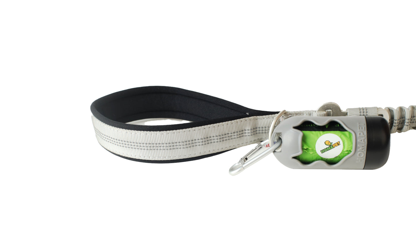 Light Grey Nylon Full Bungee Dog Leash