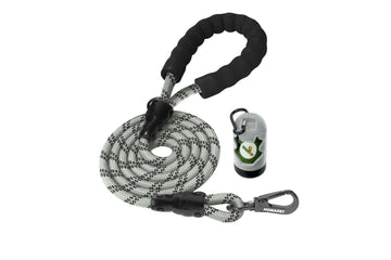 Light Grey - Black Braided Polyester Reflective Dog Rope