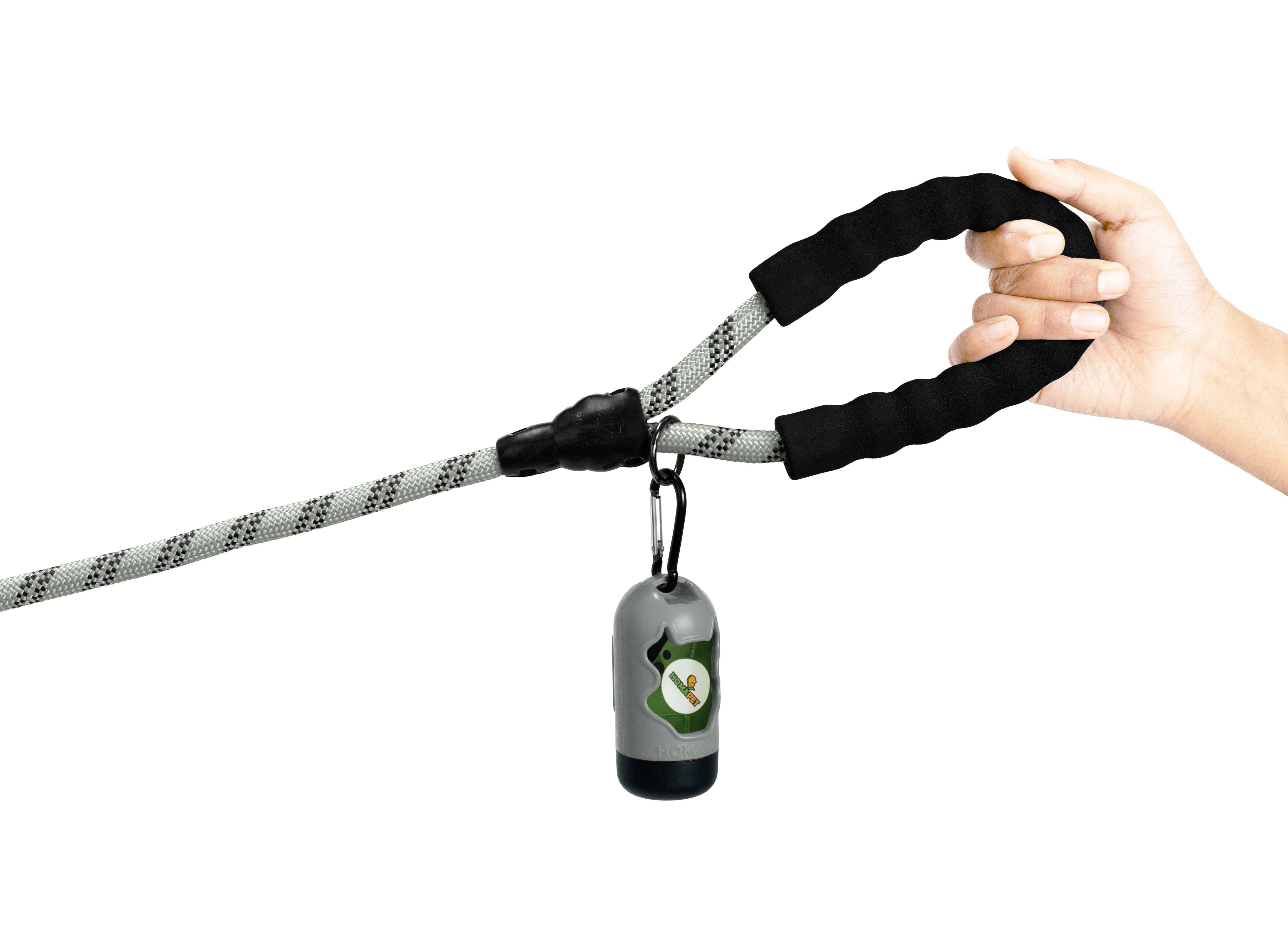 Light Grey - Black Braided Polyester Reflective Dog Rope