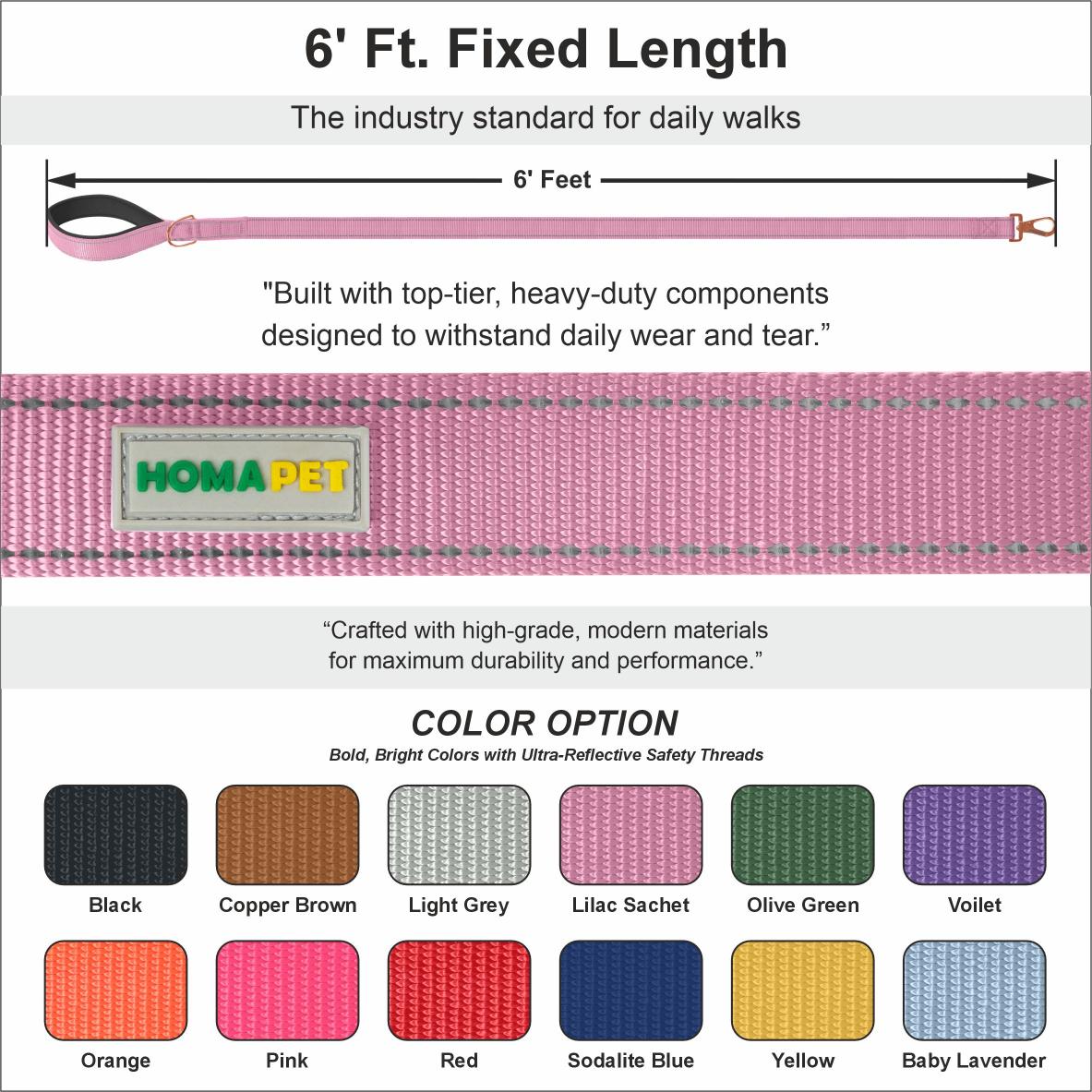 Lilac Sachet Nylon Dog Leash