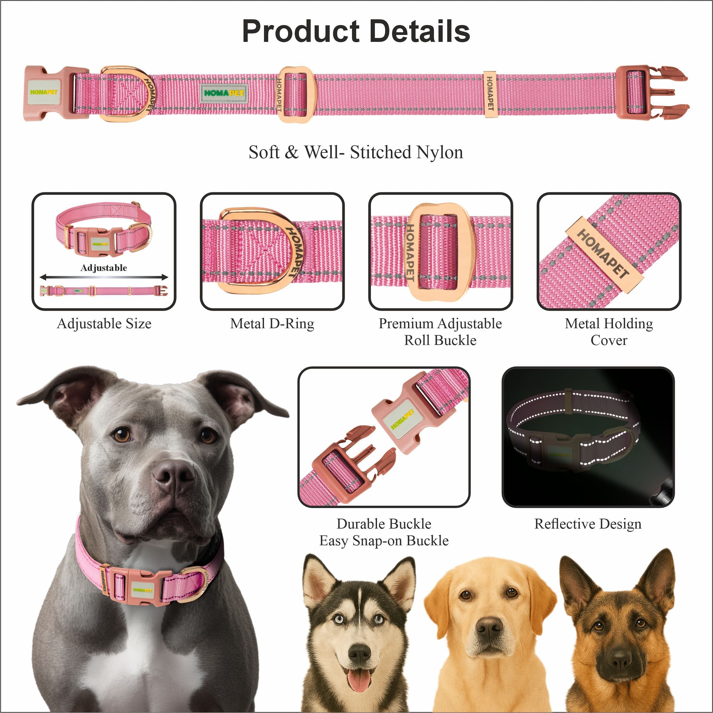 Lilac Sachet Nylon Dog Collar