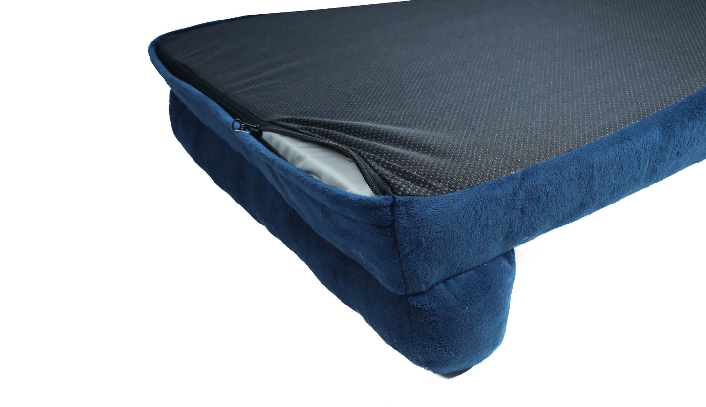 Navy & Sky Blue L Shape Dog Bed