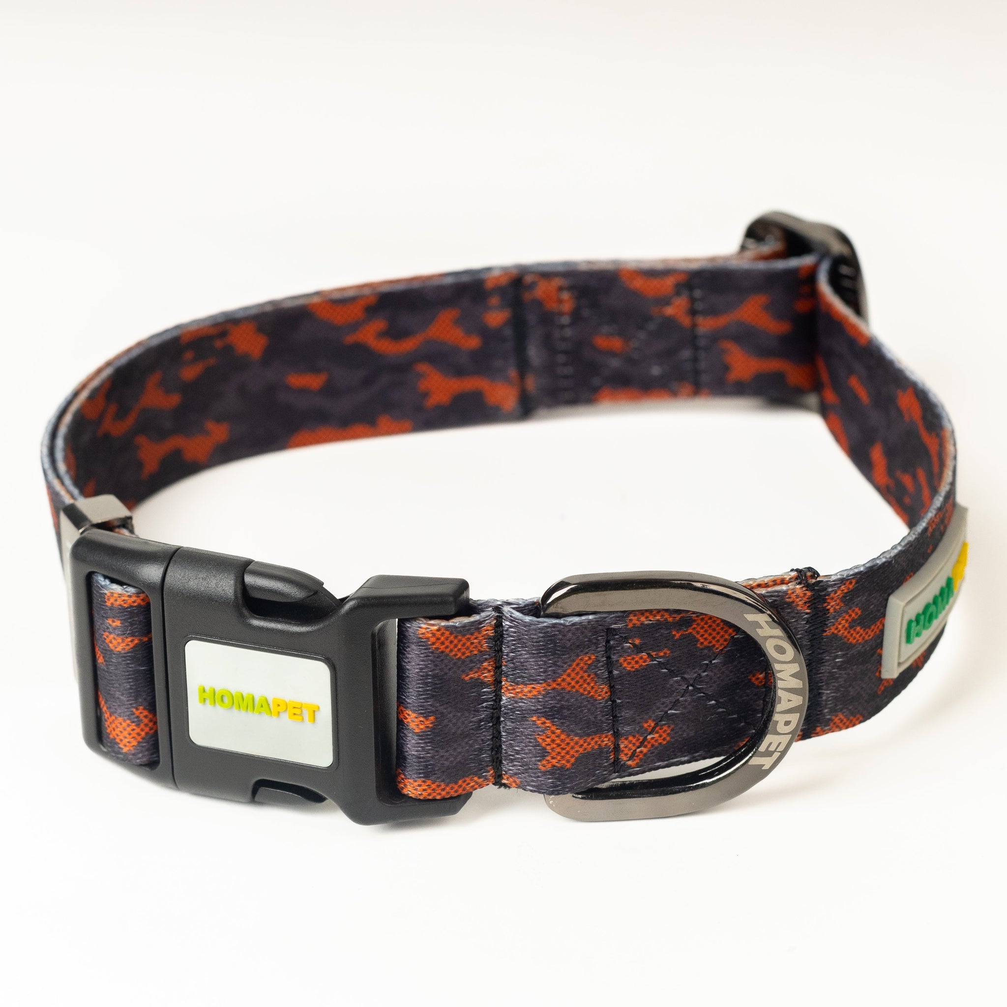 Orange Black Camo Printed Polyester Dog Collar