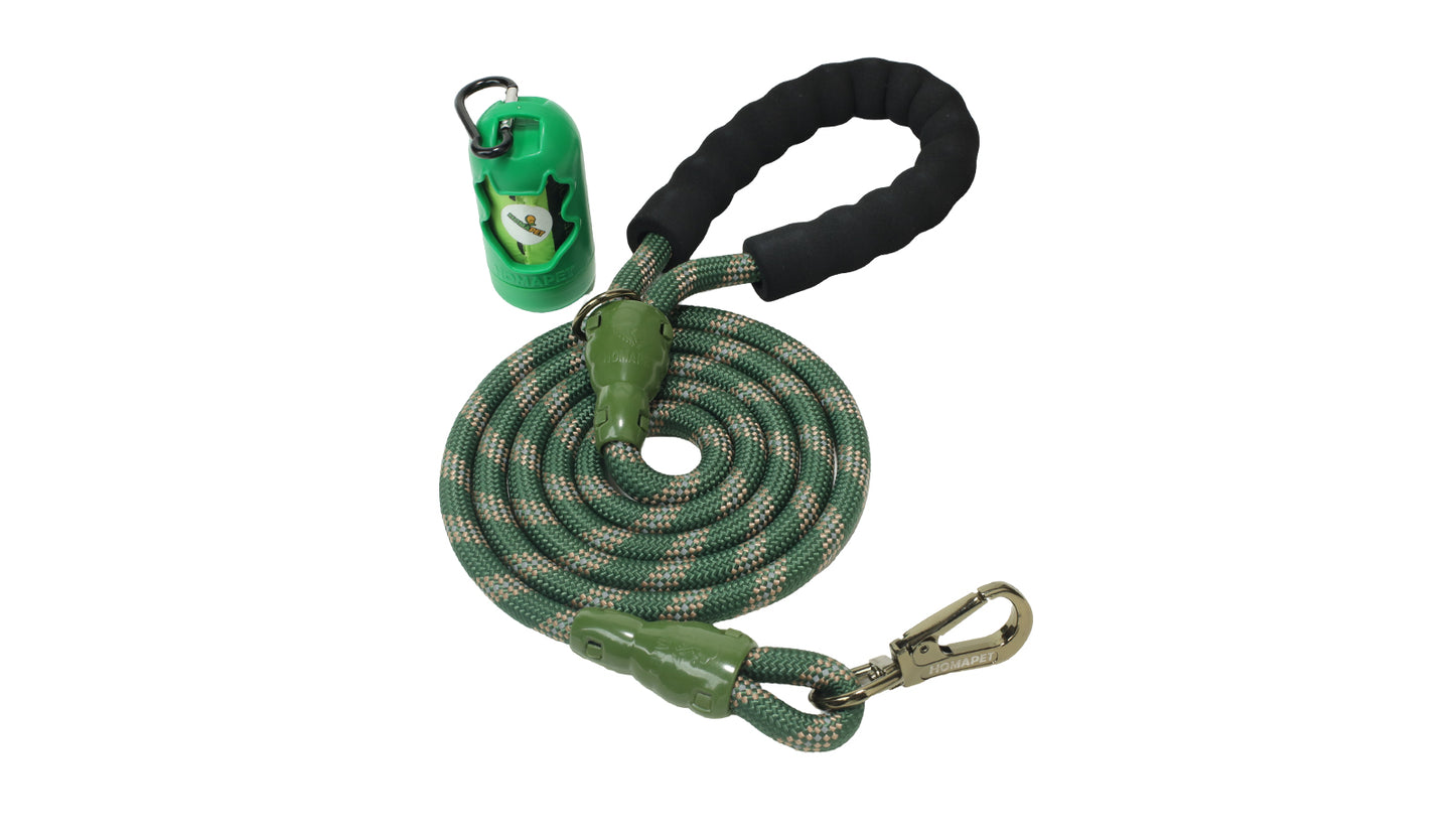 Olive Green - Copper Brown Braided Polyester Reflective Dog Rope