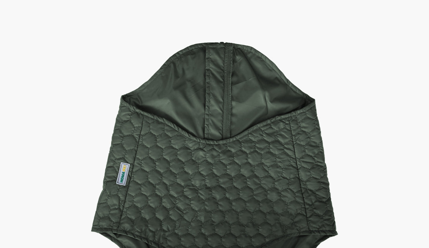 Olive Green Dog Quilted Jacket - Flat