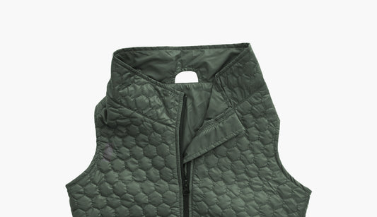 Olive Green Dog Quilted Jacket - Flat