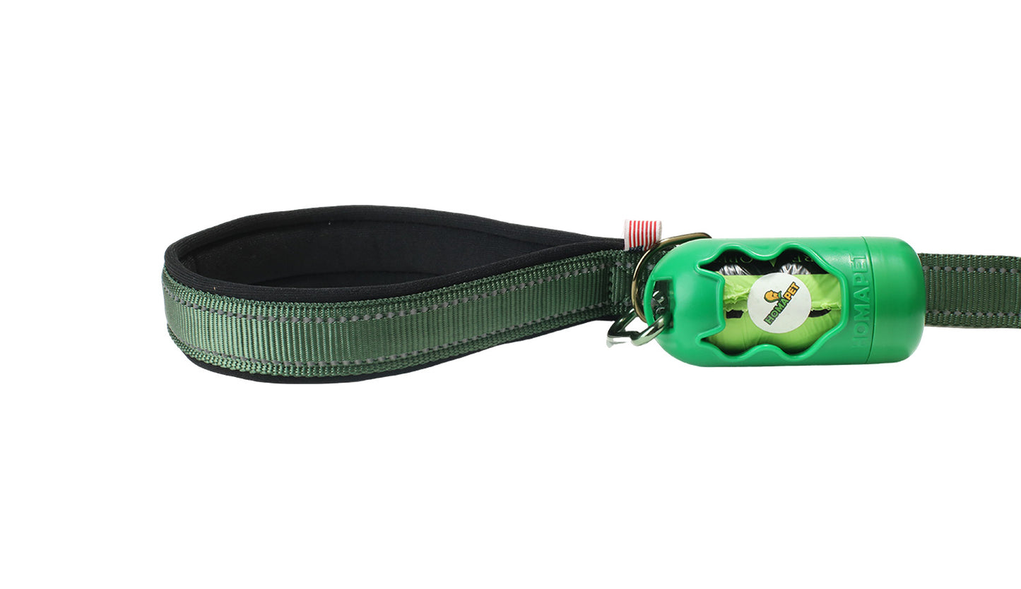 Olive Green Nylon Adjustable Bungee Dog Leash