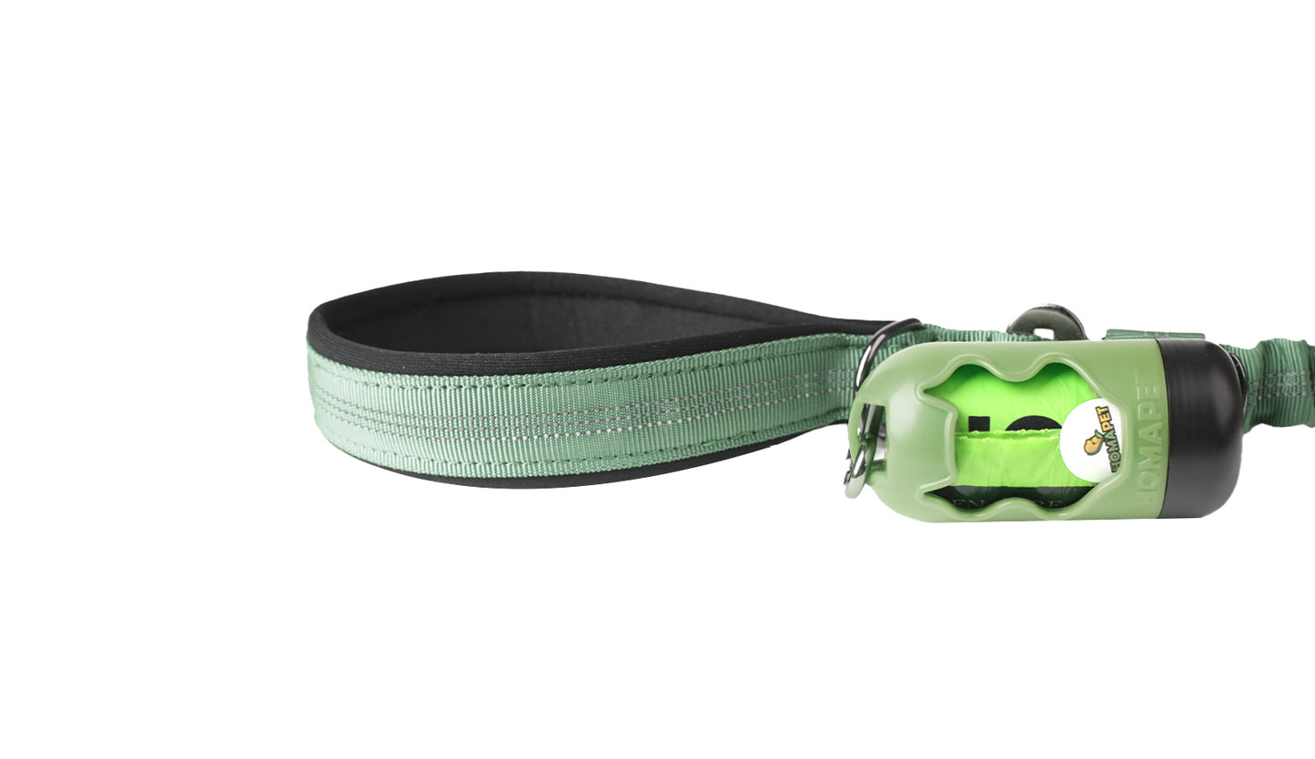 Olive Green Nylon Full Bungee Dog Leash