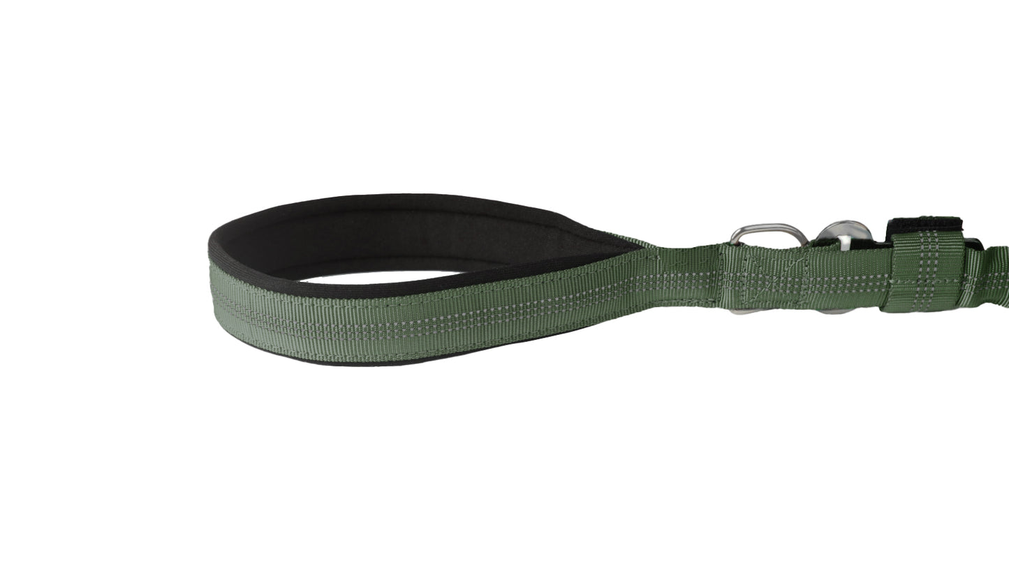 Olive Green Nylon Full Bungee Dog Leash