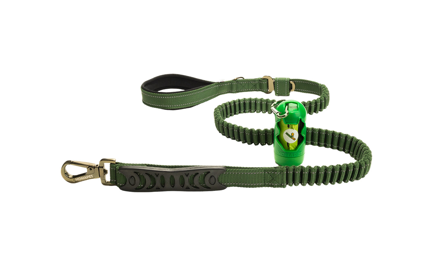 Olive Green Polyester Full Bungee Dog Leash