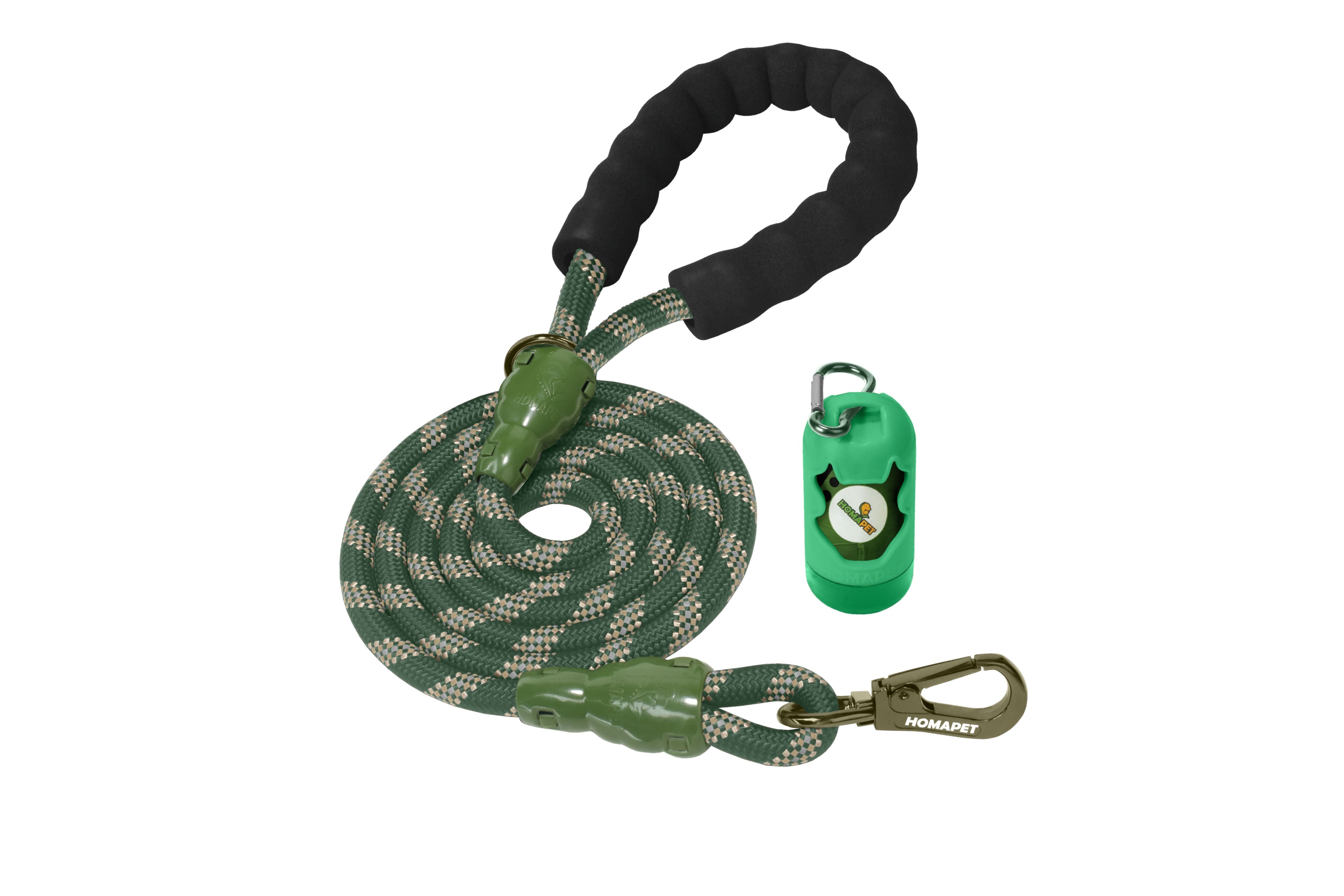 Olive Green - Copper Brown Braided Polyester Reflective Dog Rope