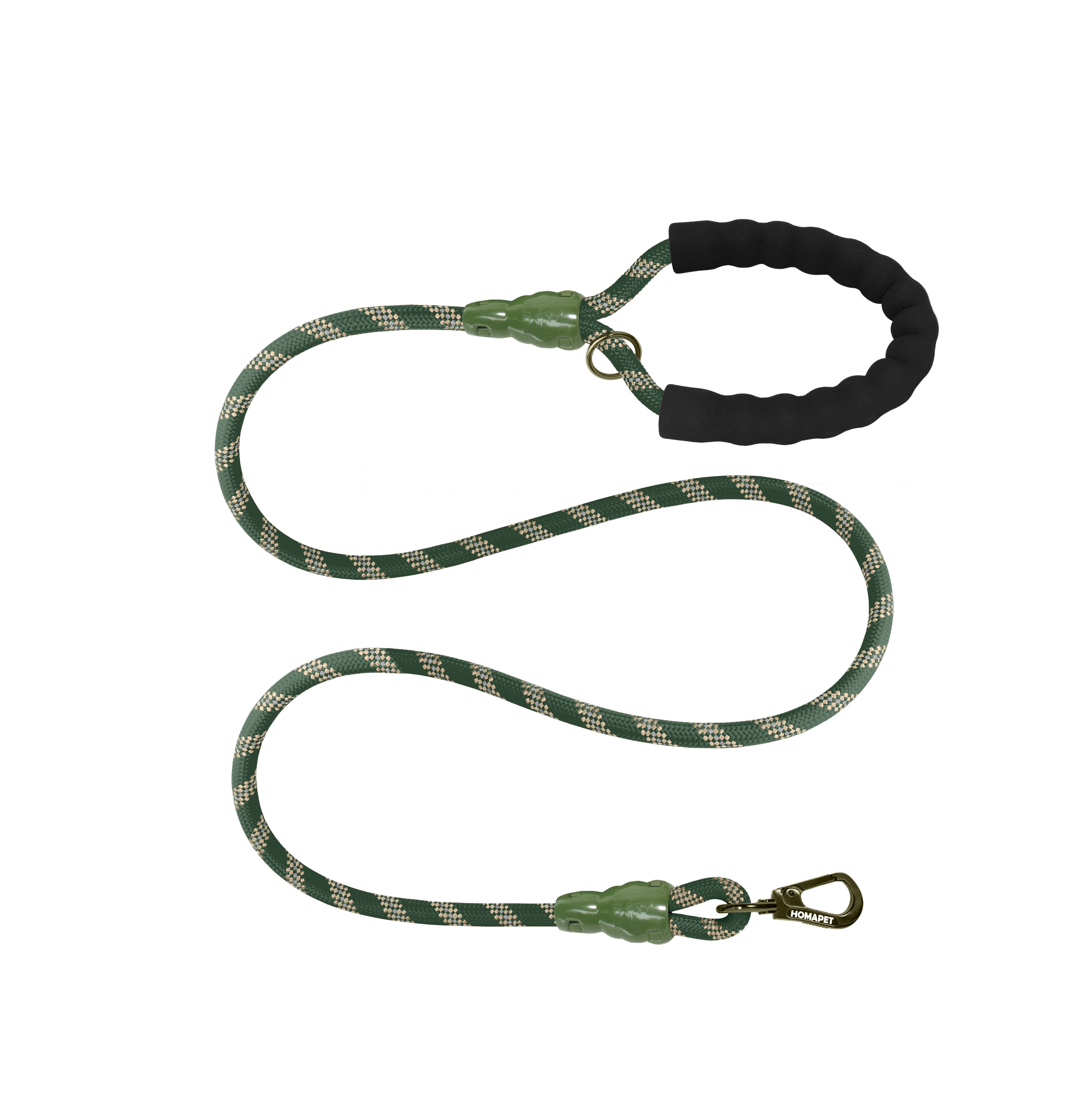 Olive Green - Copper Brown Braided Polyester Reflective Dog Rope