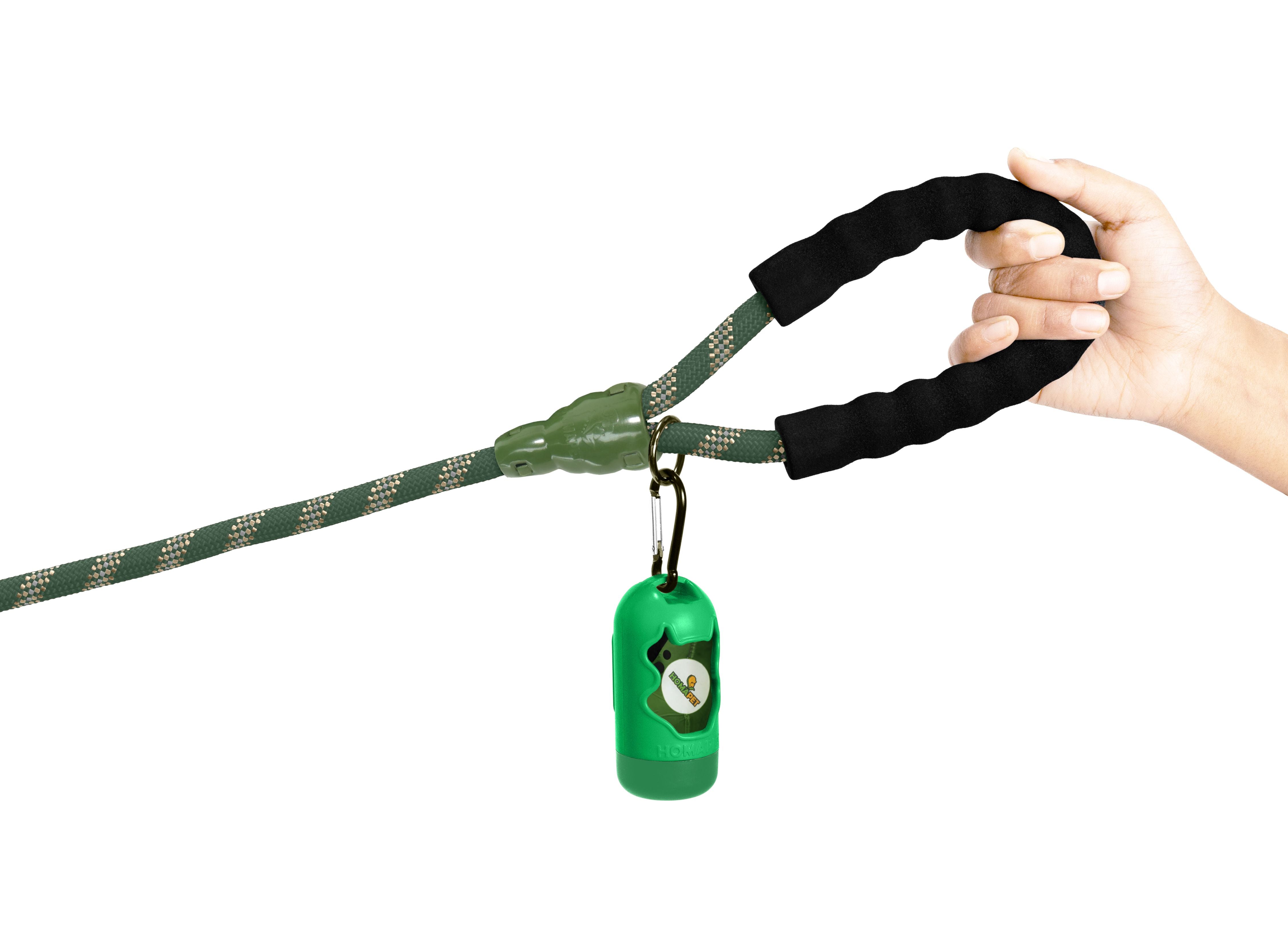 Olive Green - Copper Brown Braided Polyester Reflective Dog Rope