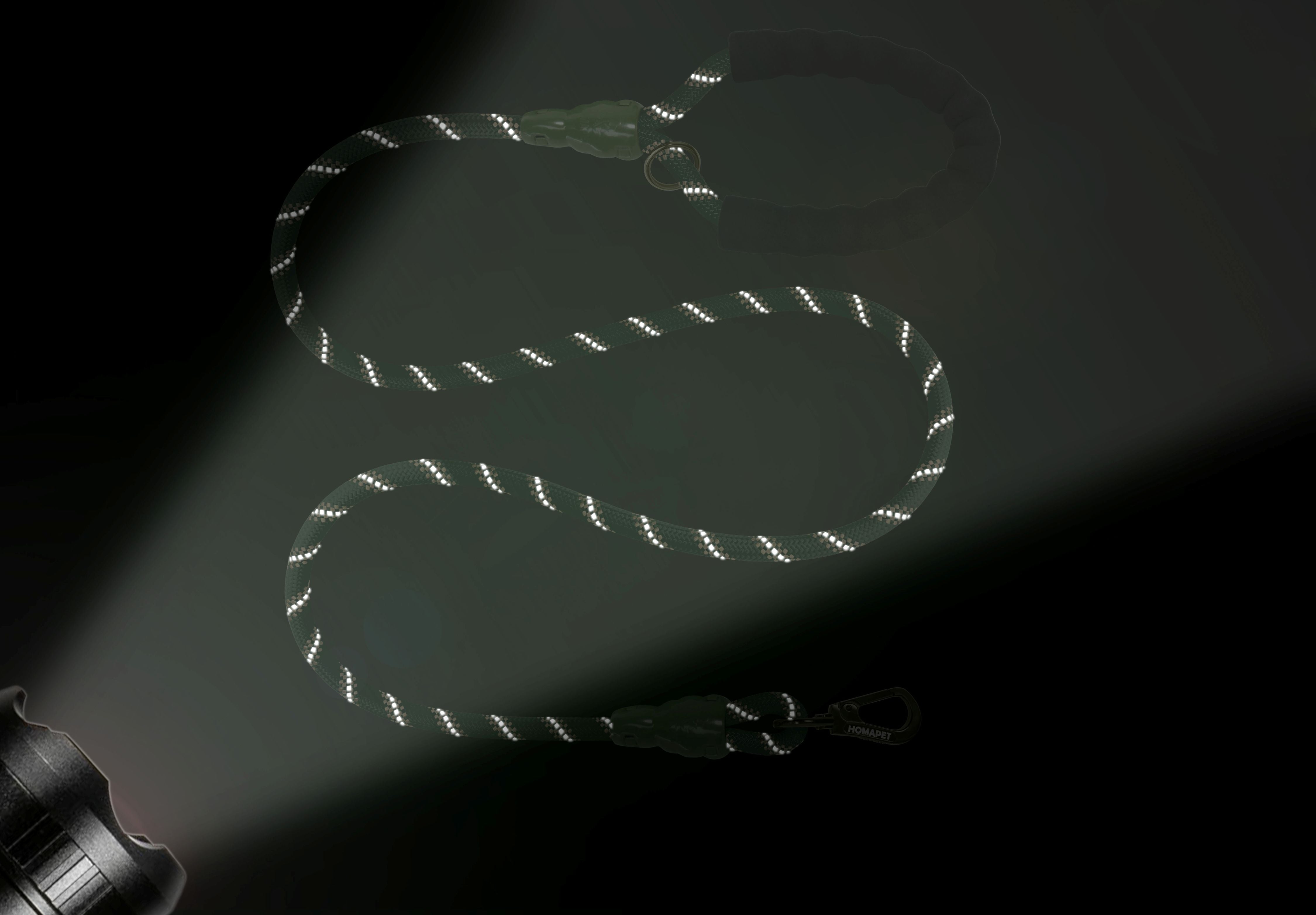 Olive Green - Copper Brown Braided Polyester Reflective Dog Rope