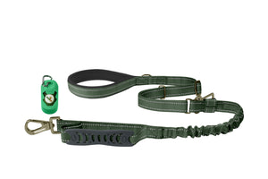 Olive Green Nylon Adjustable Bungee Dog Leash
