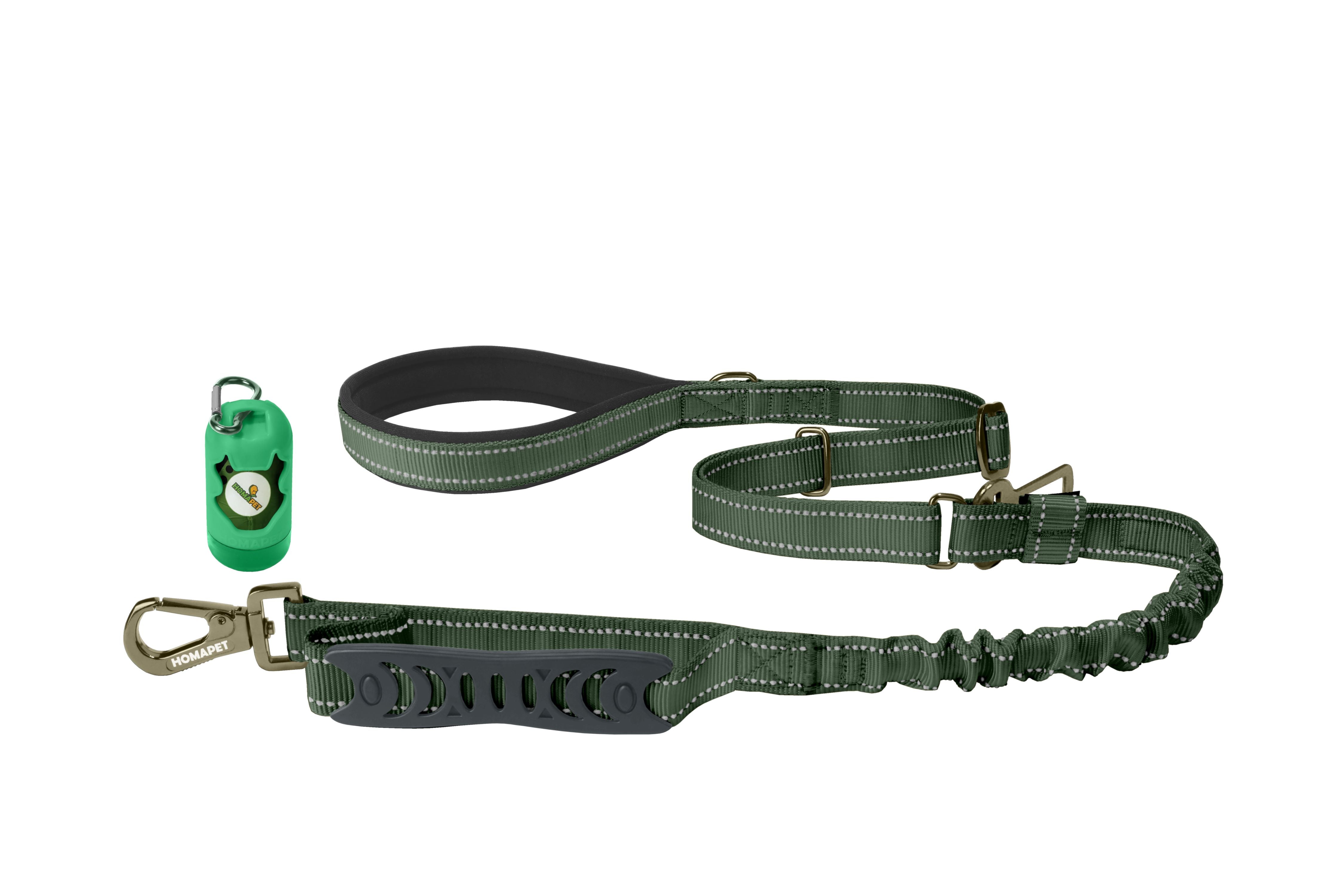 Olive Green Nylon Adjustable Bungee Dog Leash