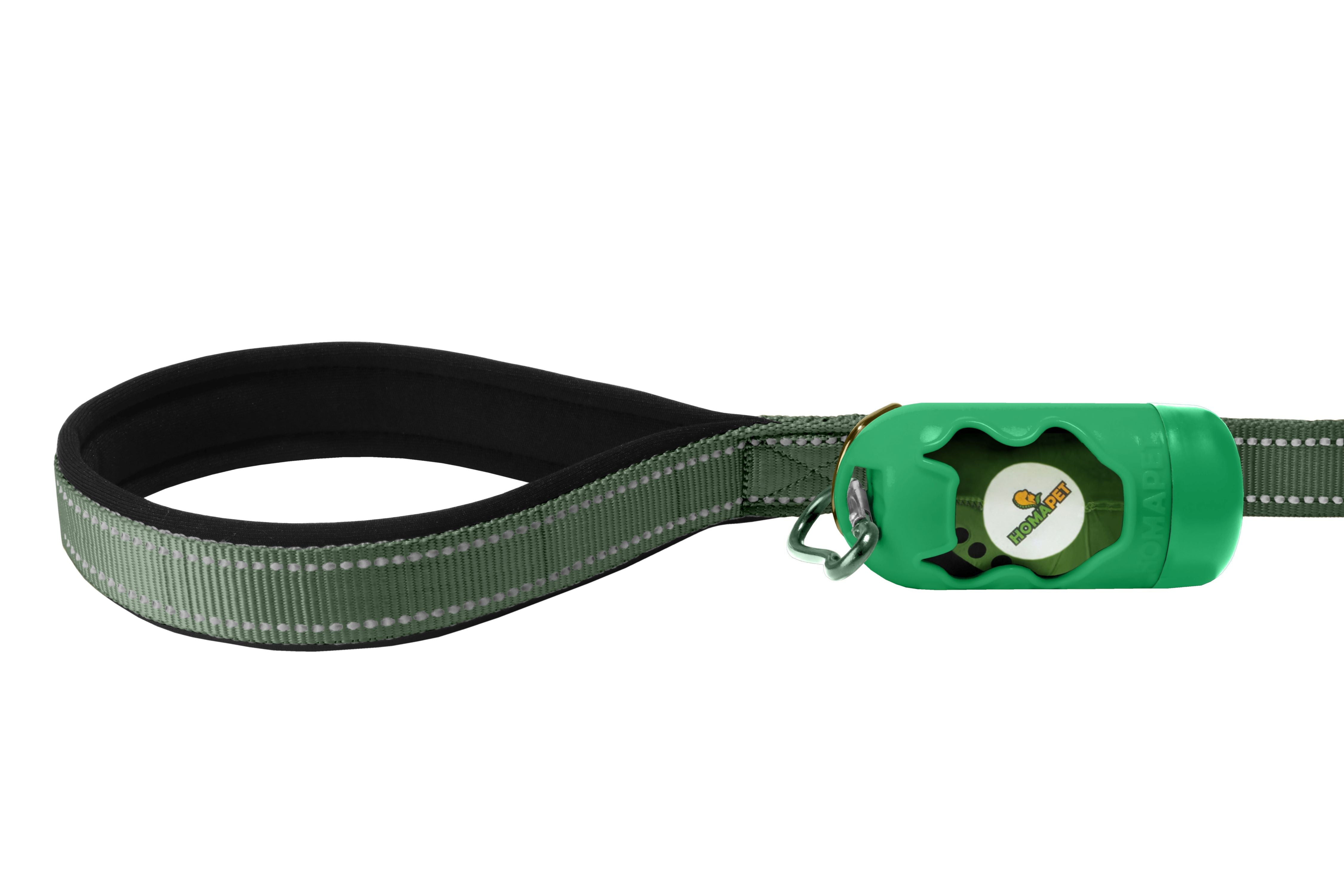 Olive Green Nylon Adjustable Bungee Dog Leash