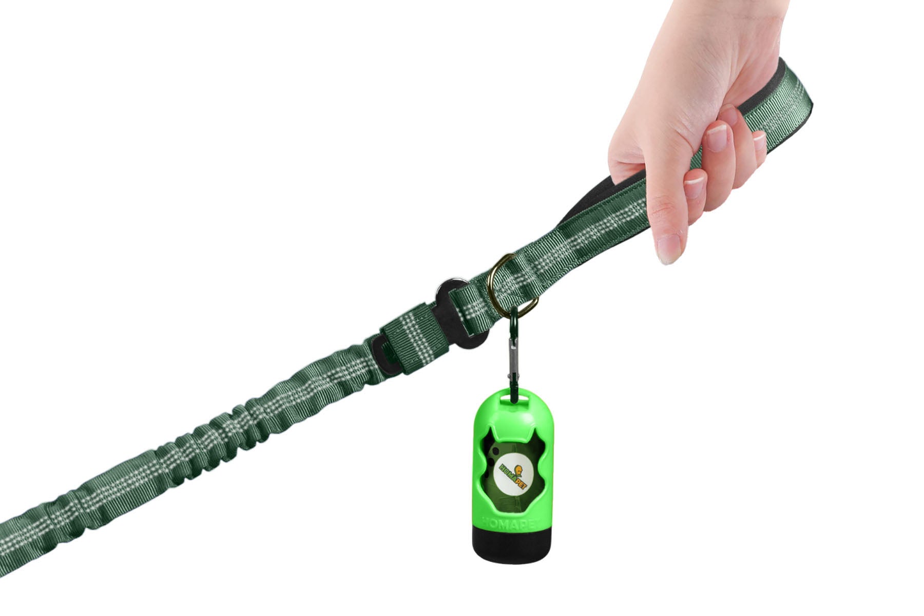 Olive Green Nylon Full Bungee Dog Leash