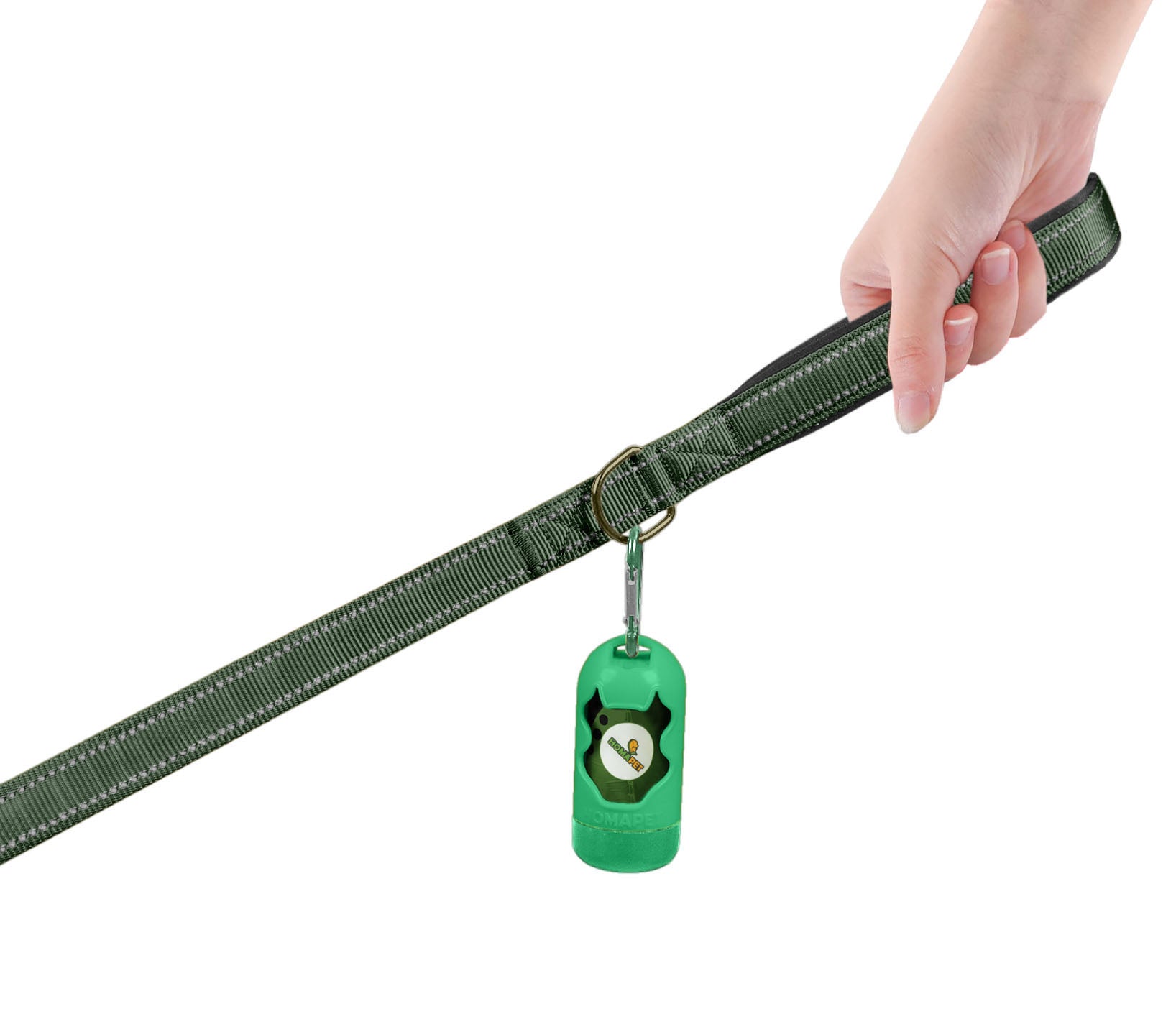 Olive Green Nylon Adjustable Bungee Dog Leash