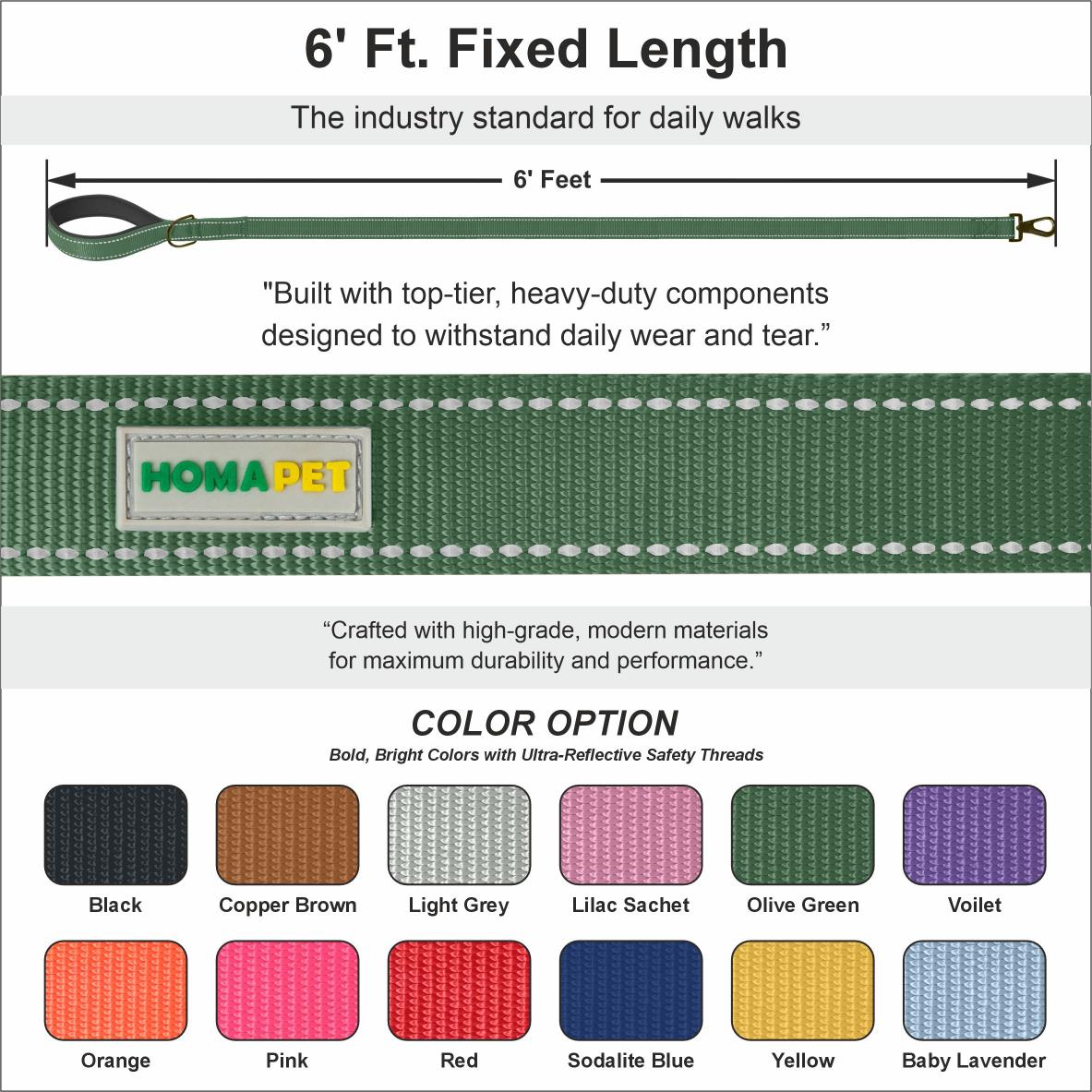 Olive Green Nylon Dog Leash