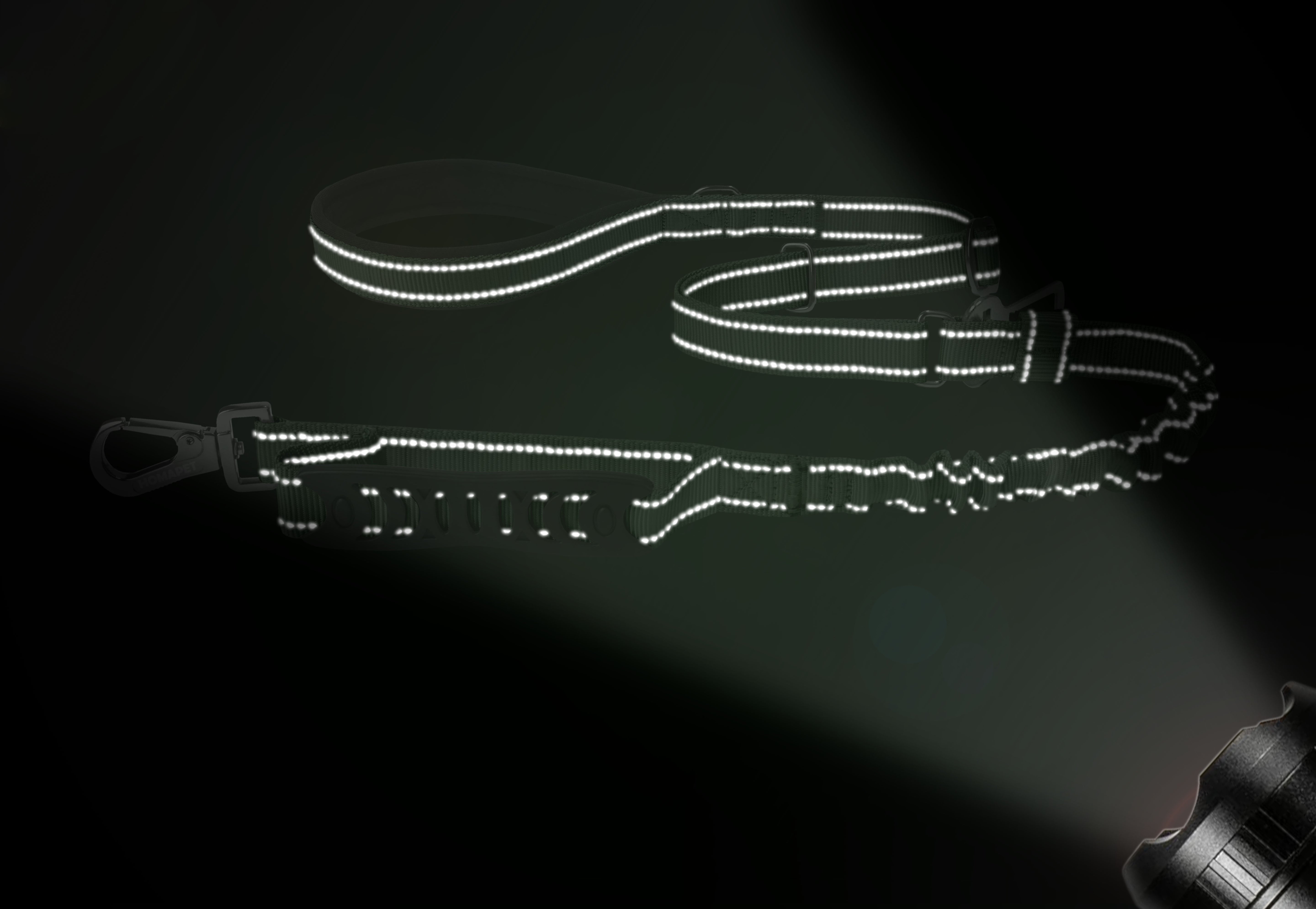 Olive Green Nylon Adjustable Bungee Dog Leash