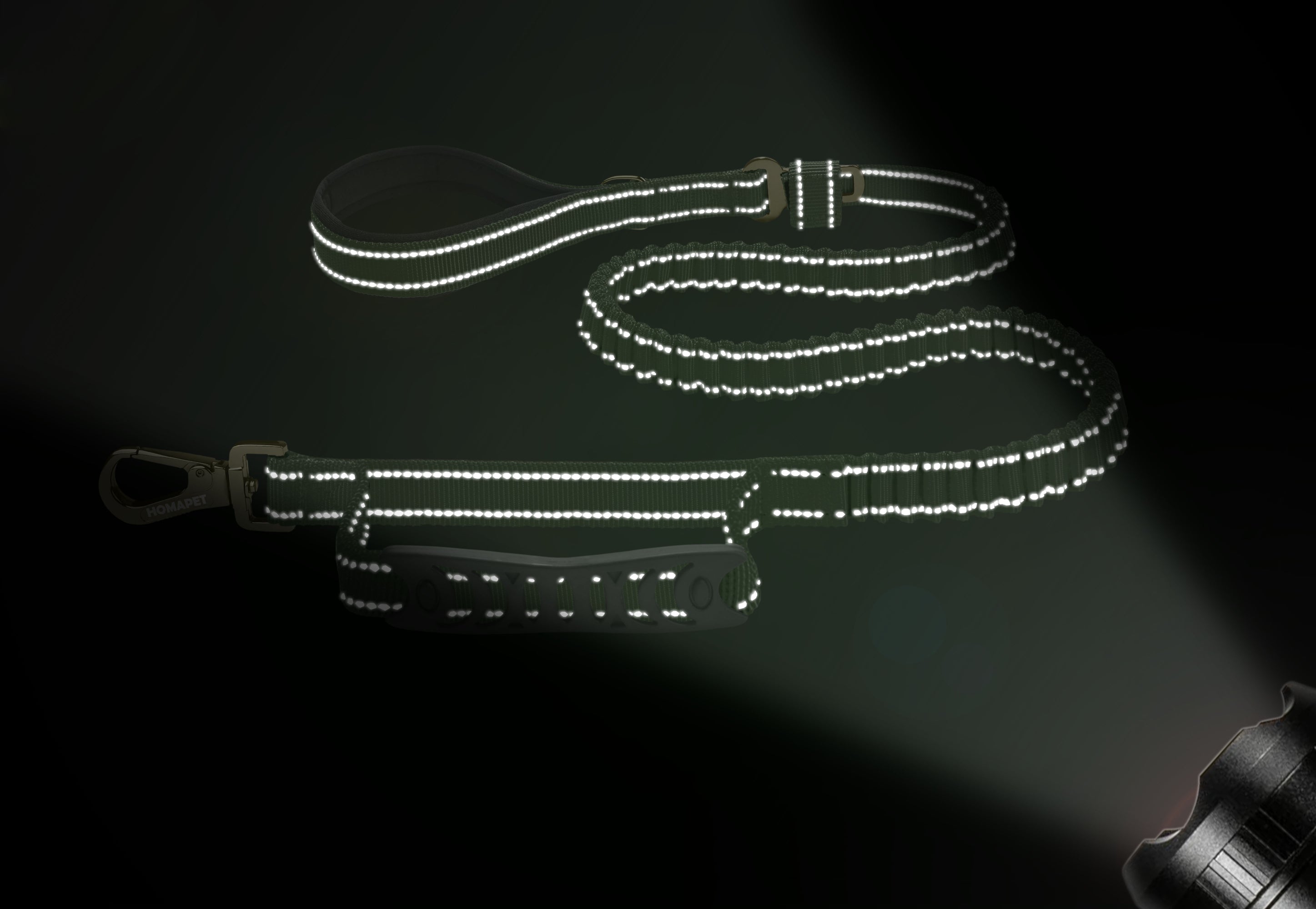 Olive Green Polyester Full Bungee Dog Leash