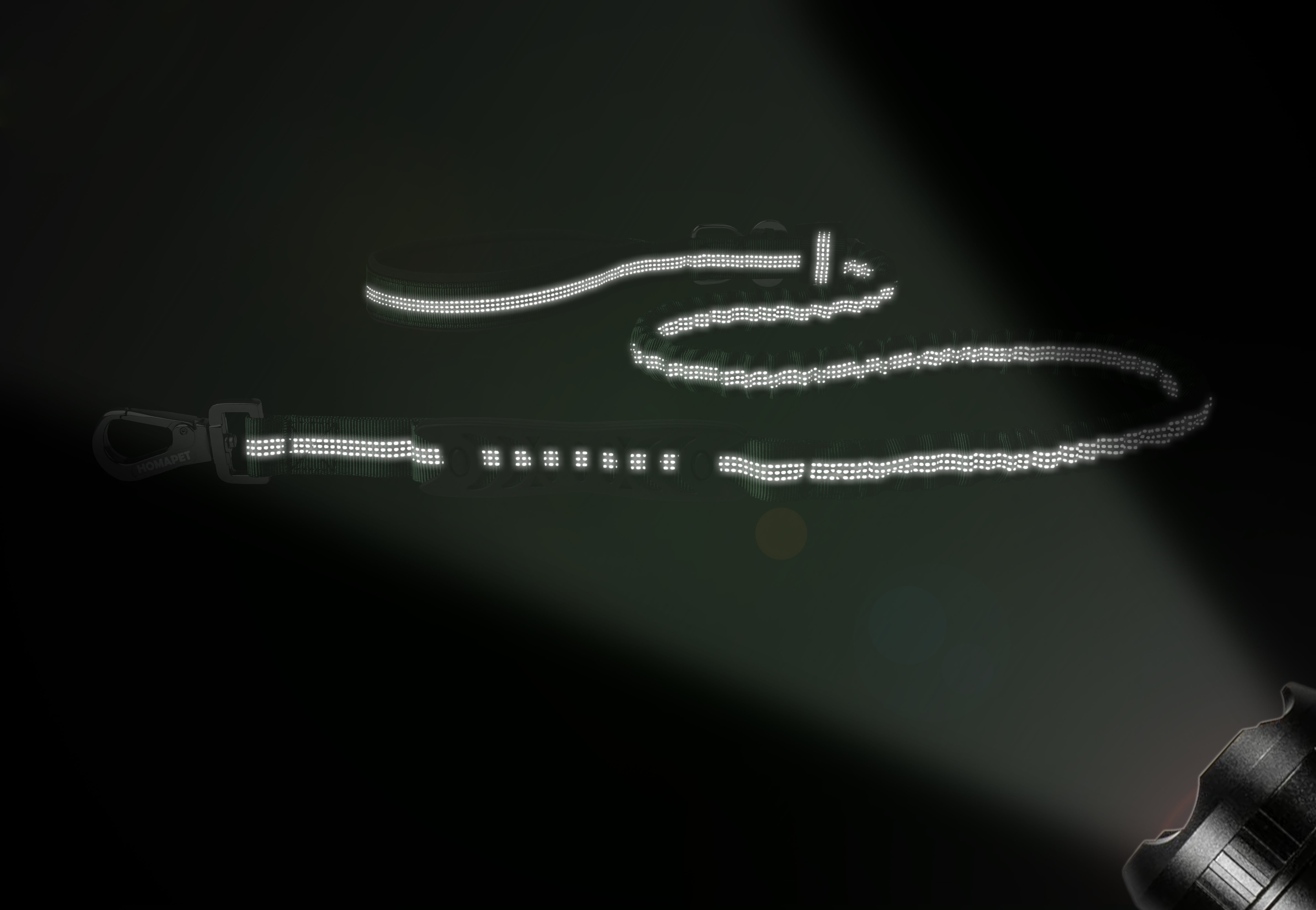 Olive Green Nylon Full Bungee Dog Leash