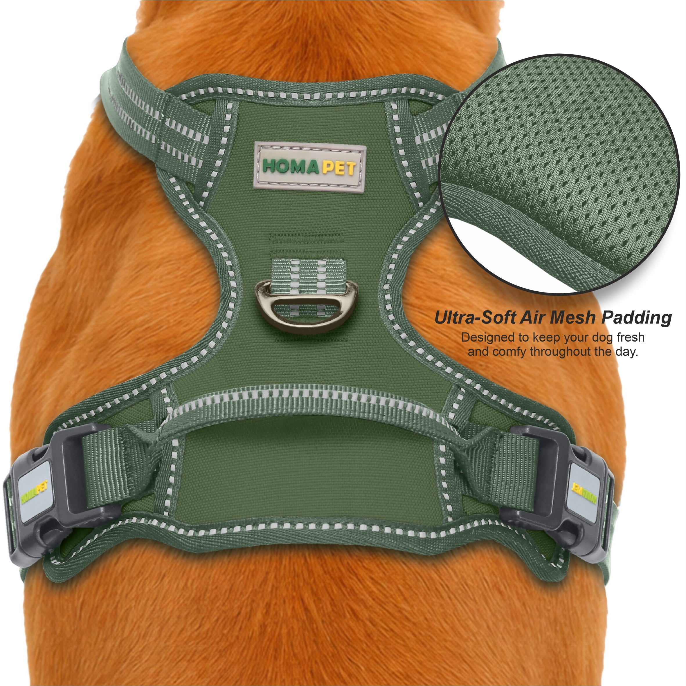 Olive Green No Pull Dog Harness