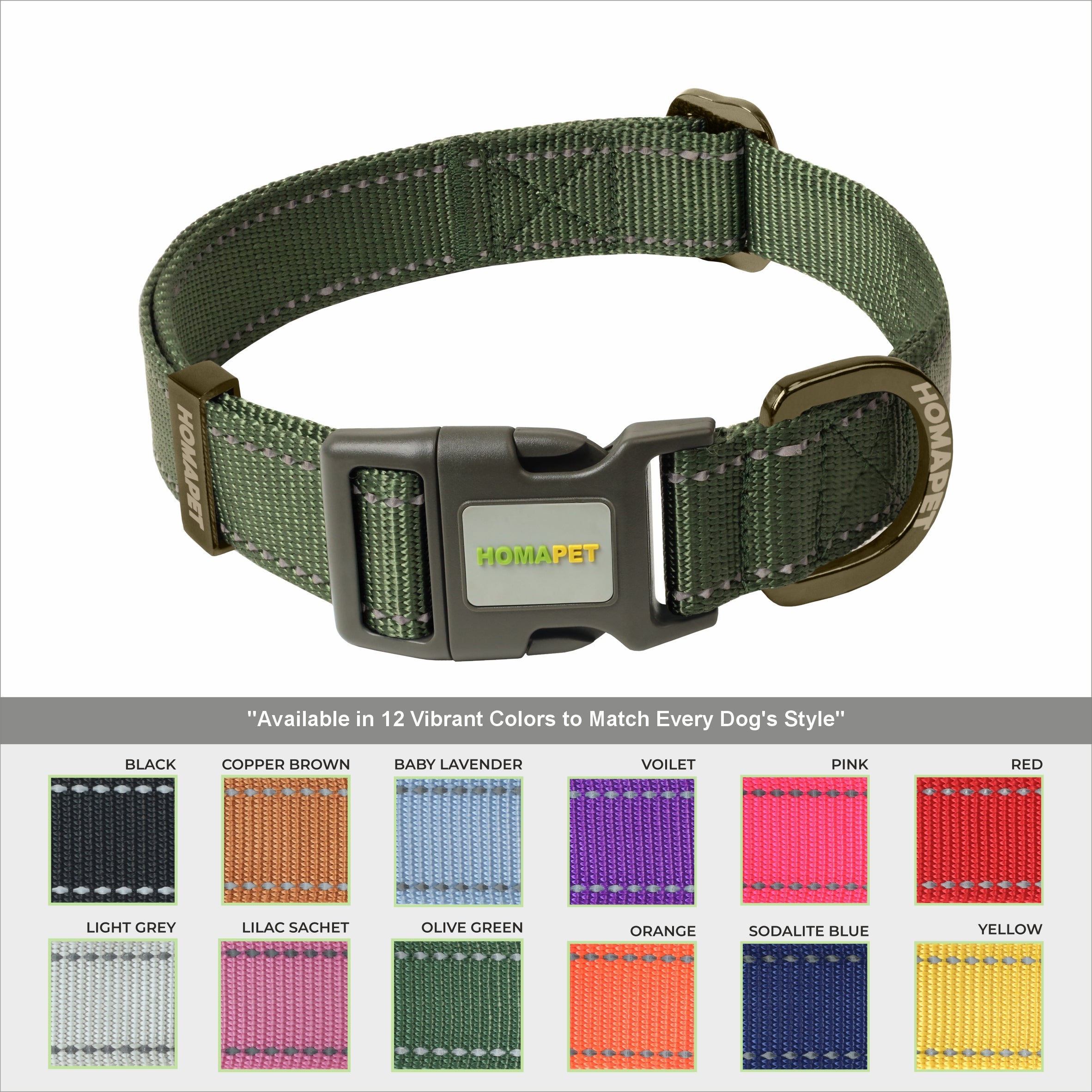 Olive Green Nylon Dog Collar