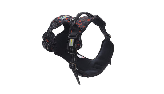 Orange Black Camo No Pull Dog Harness Printed