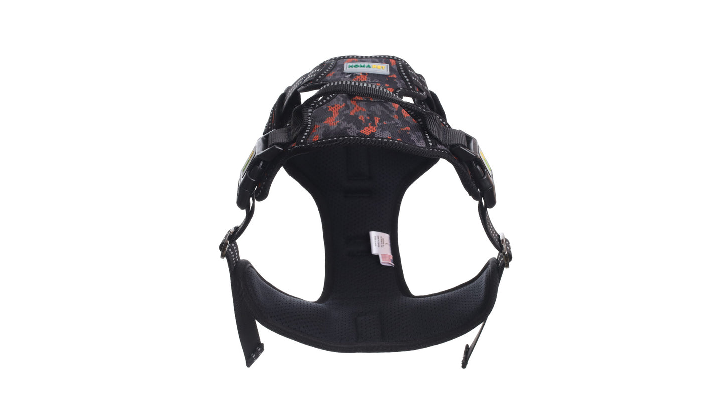 Orange Black Camo No Pull Dog Harness Printed