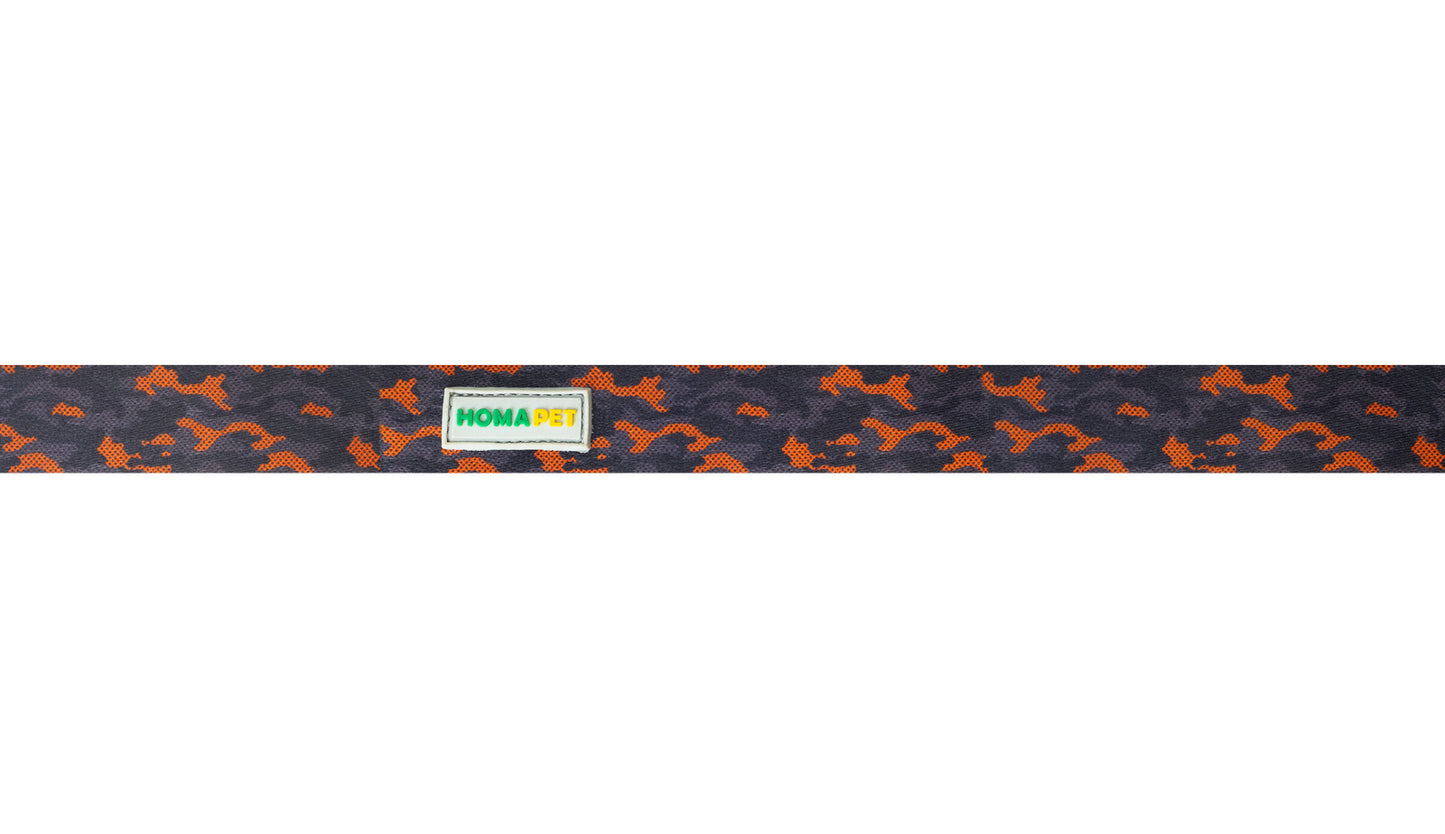 Orange & Black Camo Printed Polyester Dog Leash