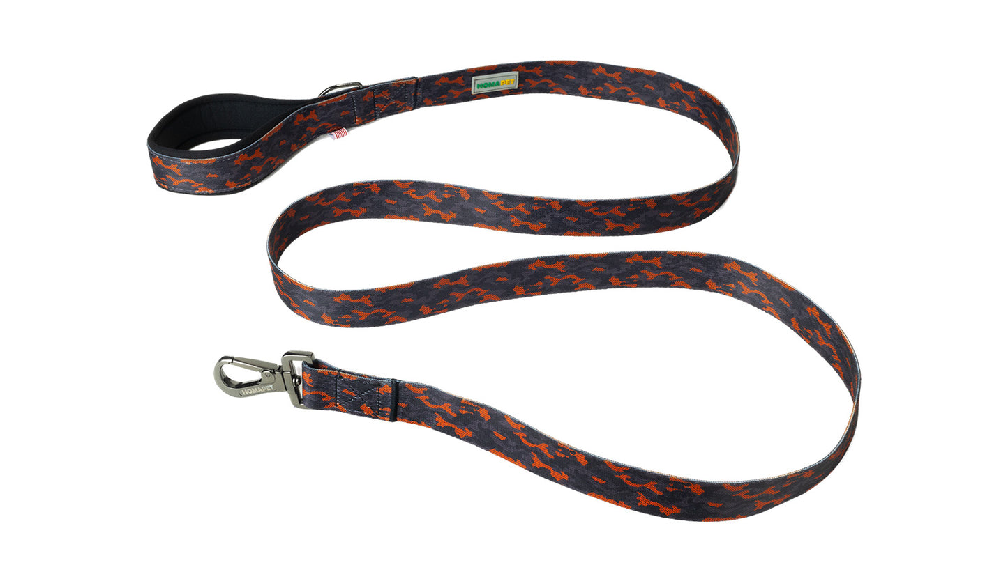 Orange & Black Camo Printed Polyester Dog Leash