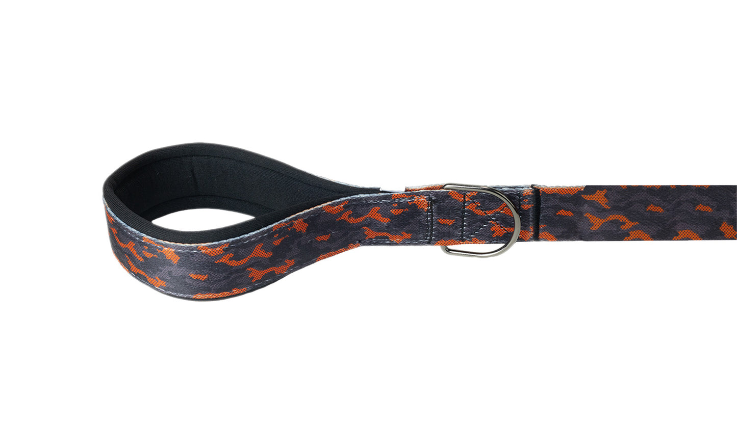 Orange & Black Camo Printed Polyester Dog Leash