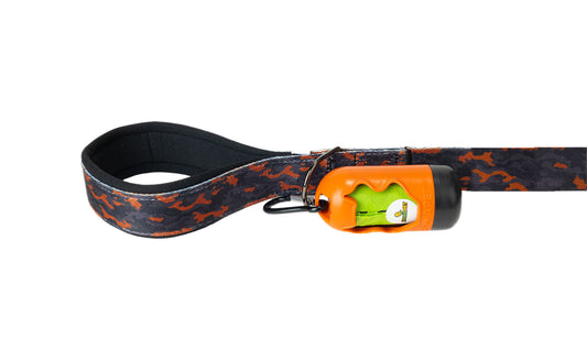 Orange & Black Camo Printed Polyester Dog Leash