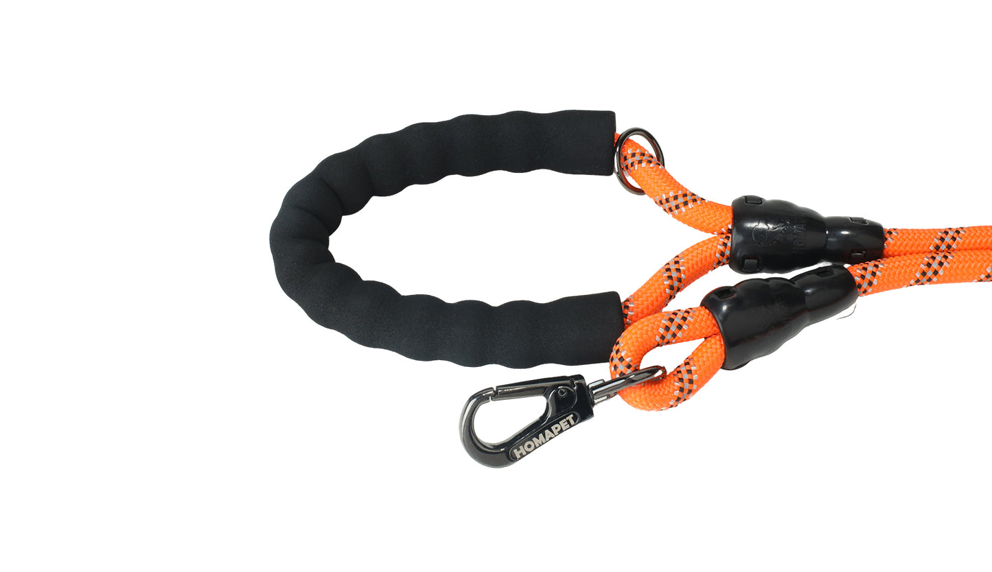 Orange Black - Grey Braided Polyester Reflective Dog Rope