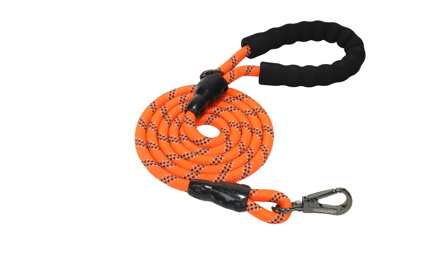 Orange Black - Grey Braided Polyester Reflective Dog Rope