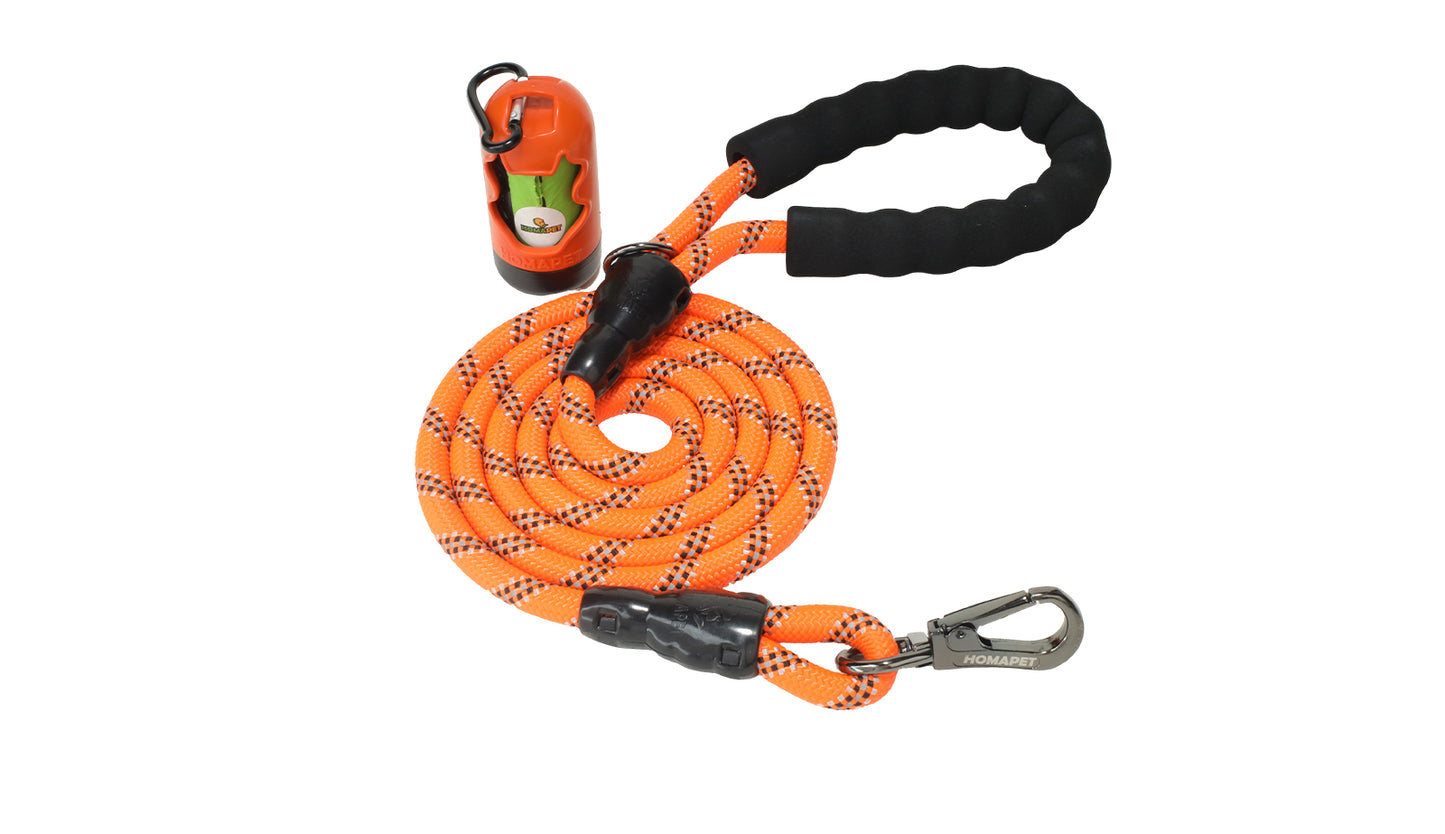 Orange Black - Grey Braided Polyester Reflective Dog Rope