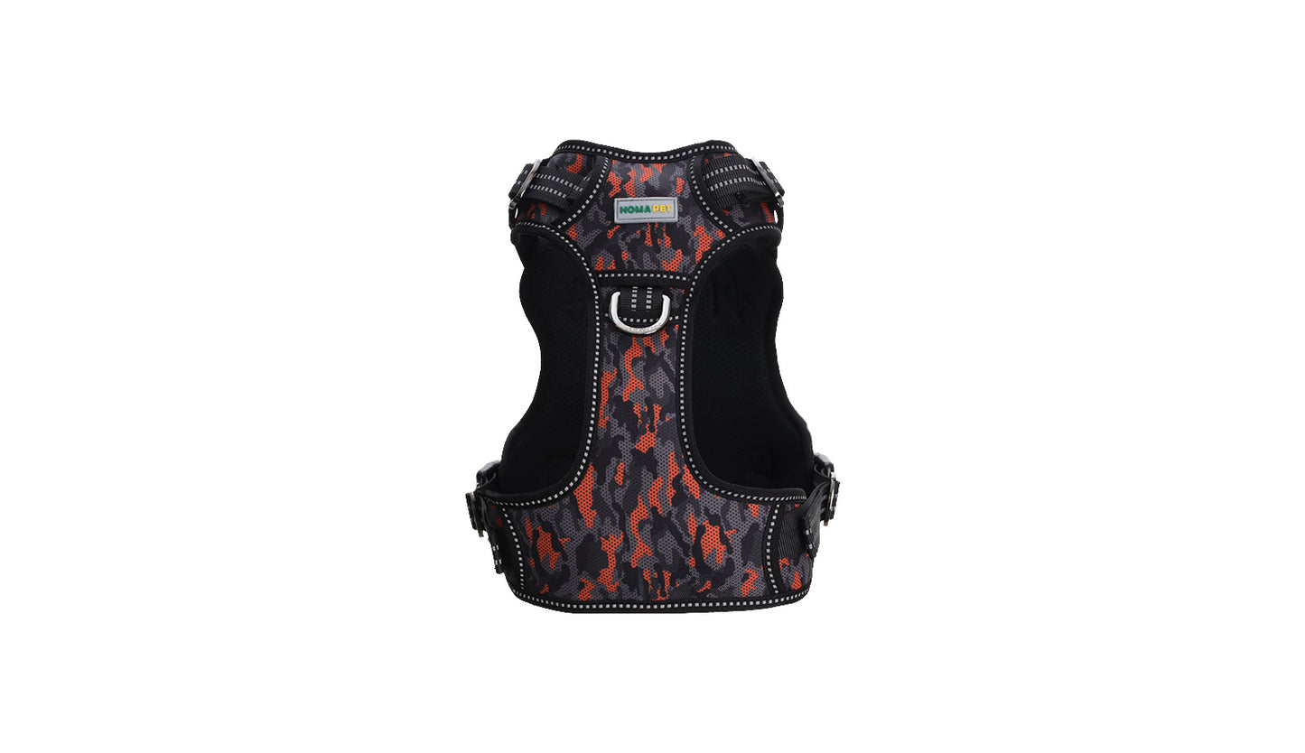 Orange Black Camo Tactical Dog Harness Printed