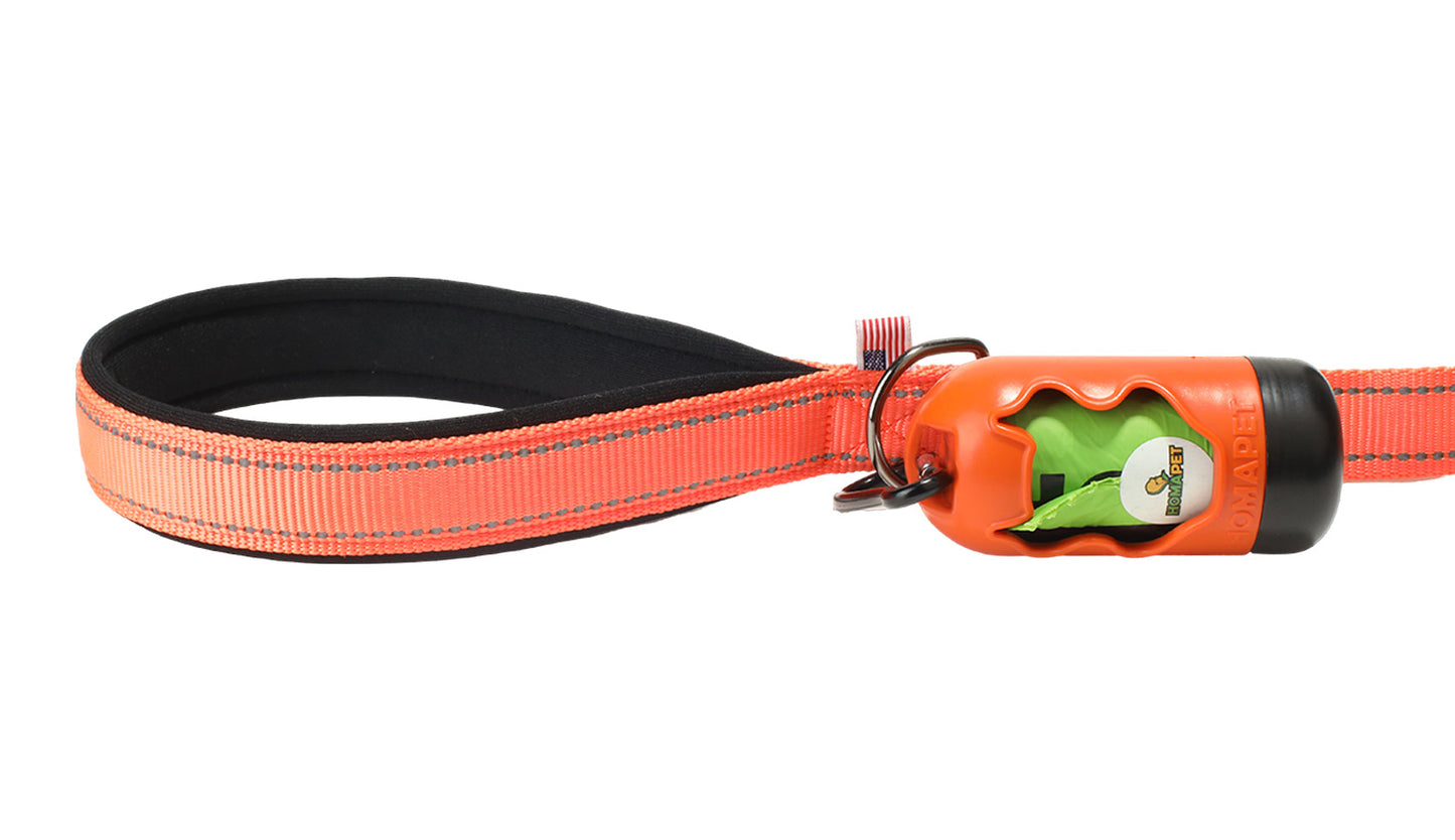 Orange Nylon Adjustable Bungee Dog Leash