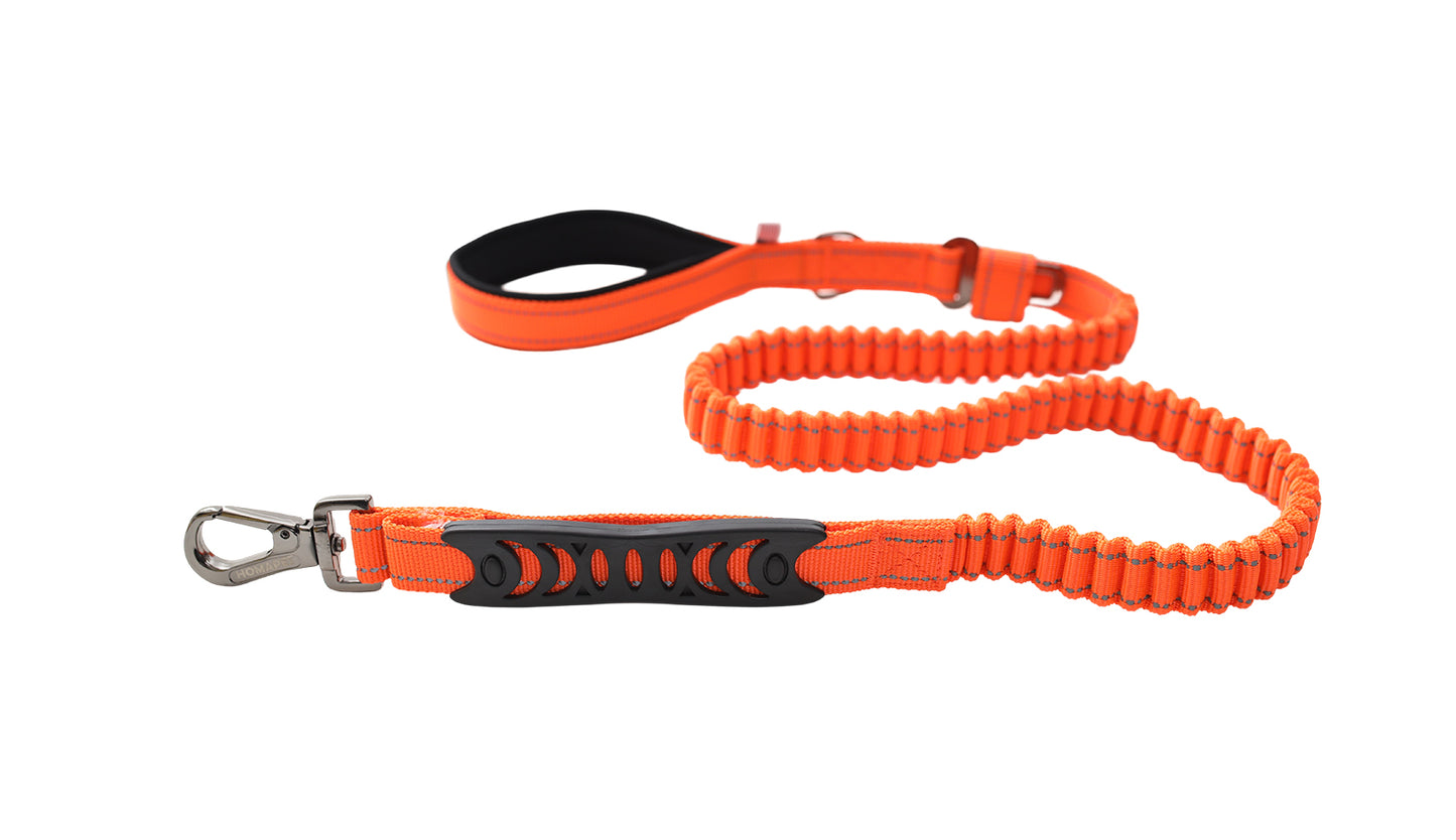 Orange Polyester Full Bungee Dog Leash