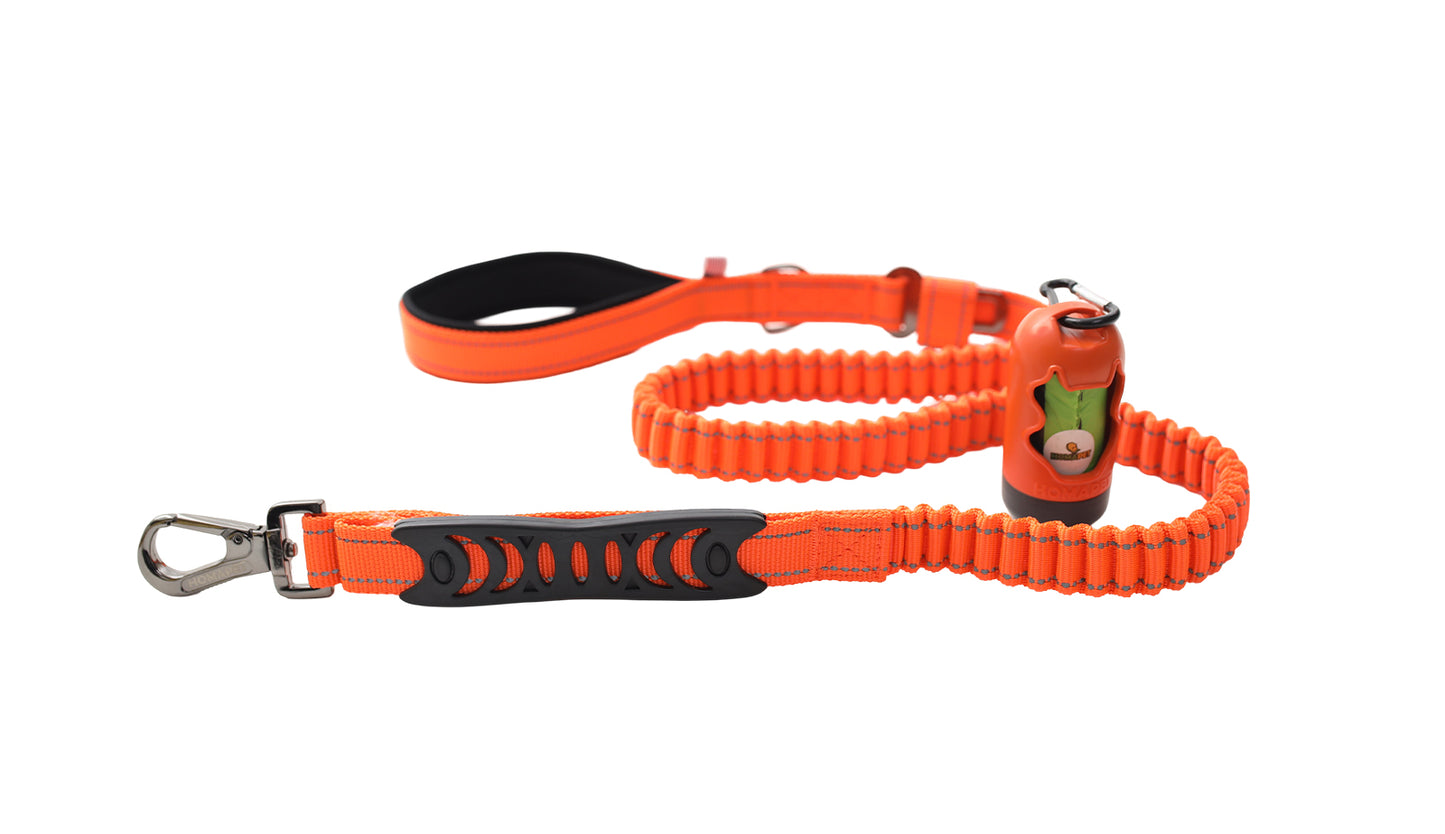 Orange Polyester Full Bungee Dog Leash