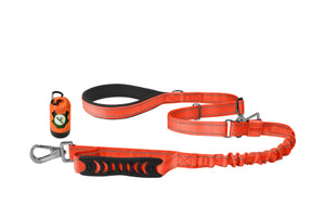 Orange Nylon Adjustable Bungee Dog Leash